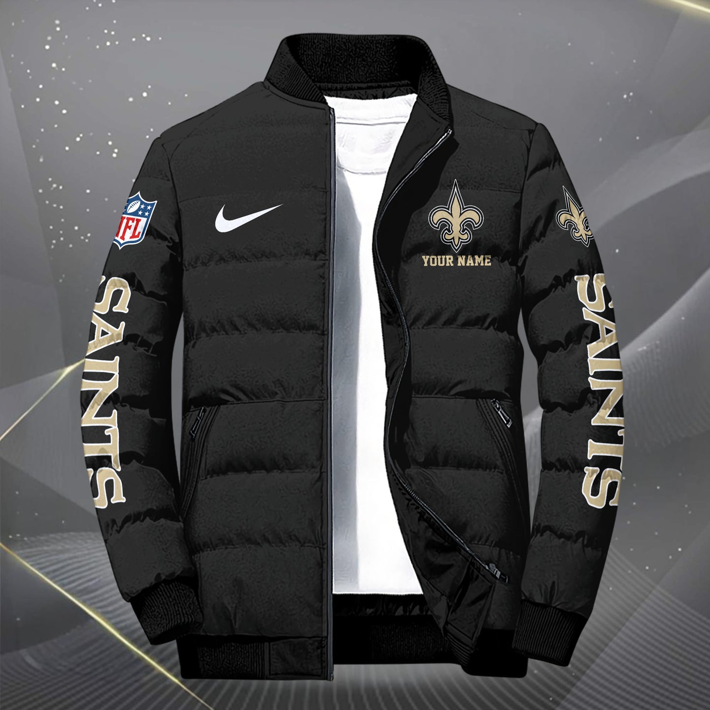 New Orleans Saints Puffer Jacket Custom Your Name, Sport Jacket, FootBall Fan Gifts EHIVM-62479