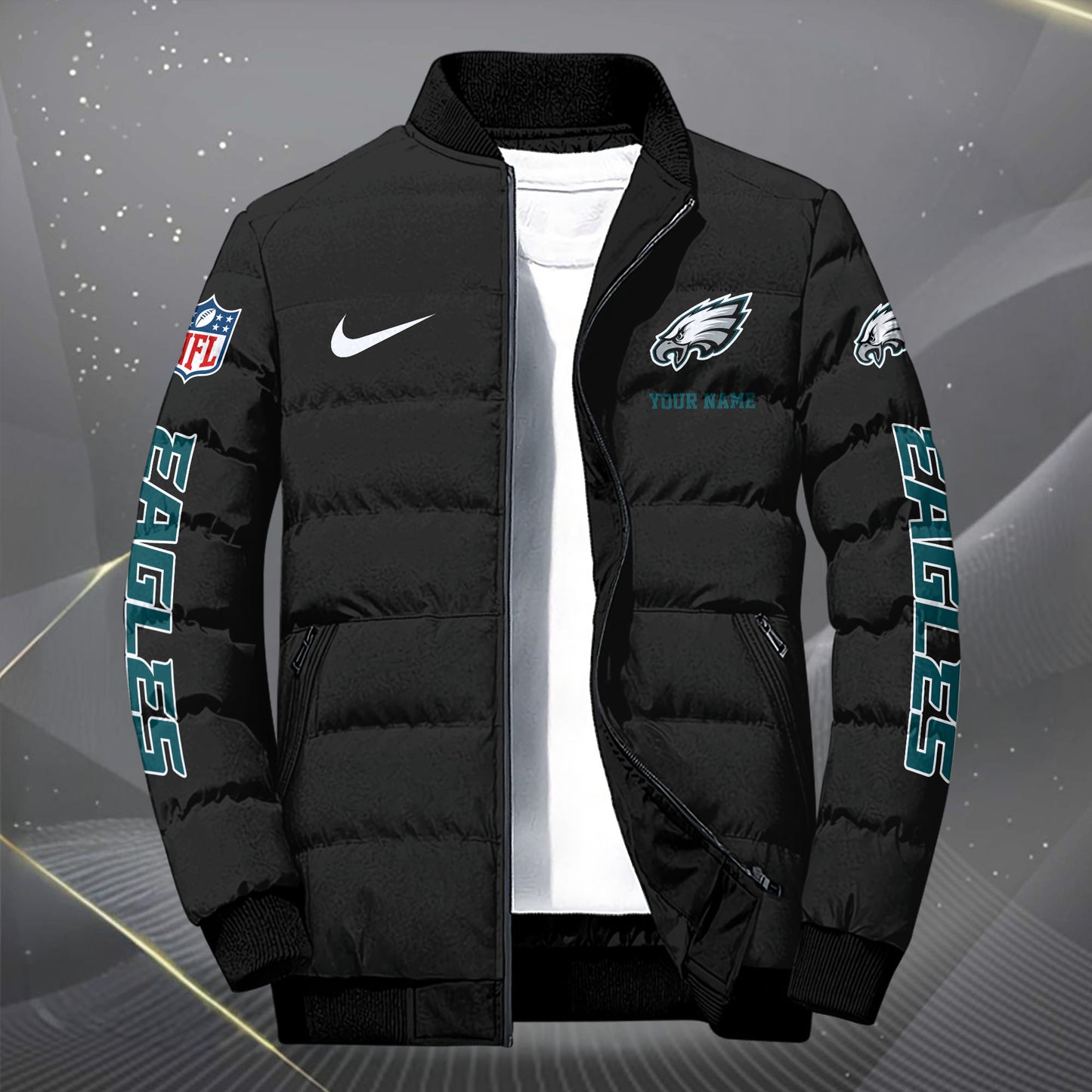 Philadelphia Eagles Puffer Jacket Custom Your Name, Sport Jacket, FootBall Fan Gifts EHIVM-62479