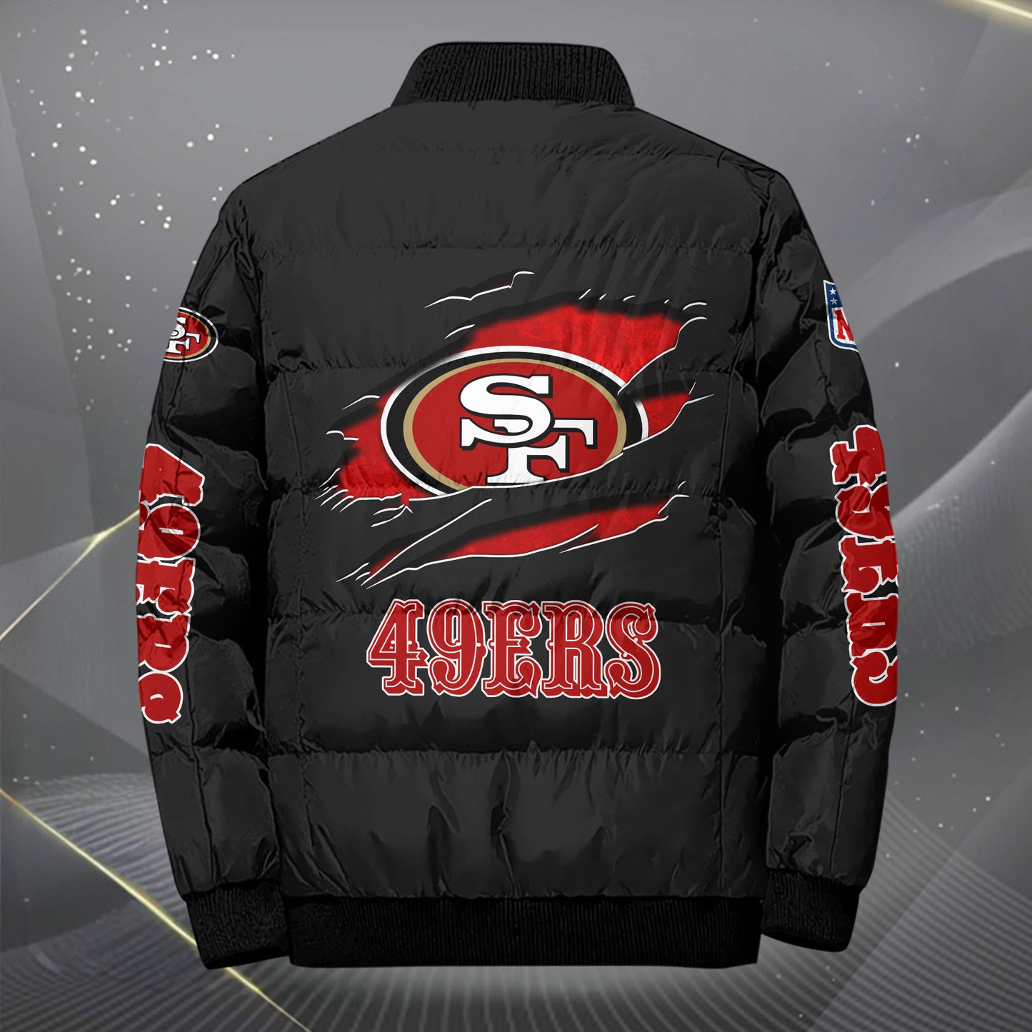 San Francisco 49ers Puffer Jacket Custom Your Name, Sport Jacket, FootBall Fan Gifts EHIVM-62479