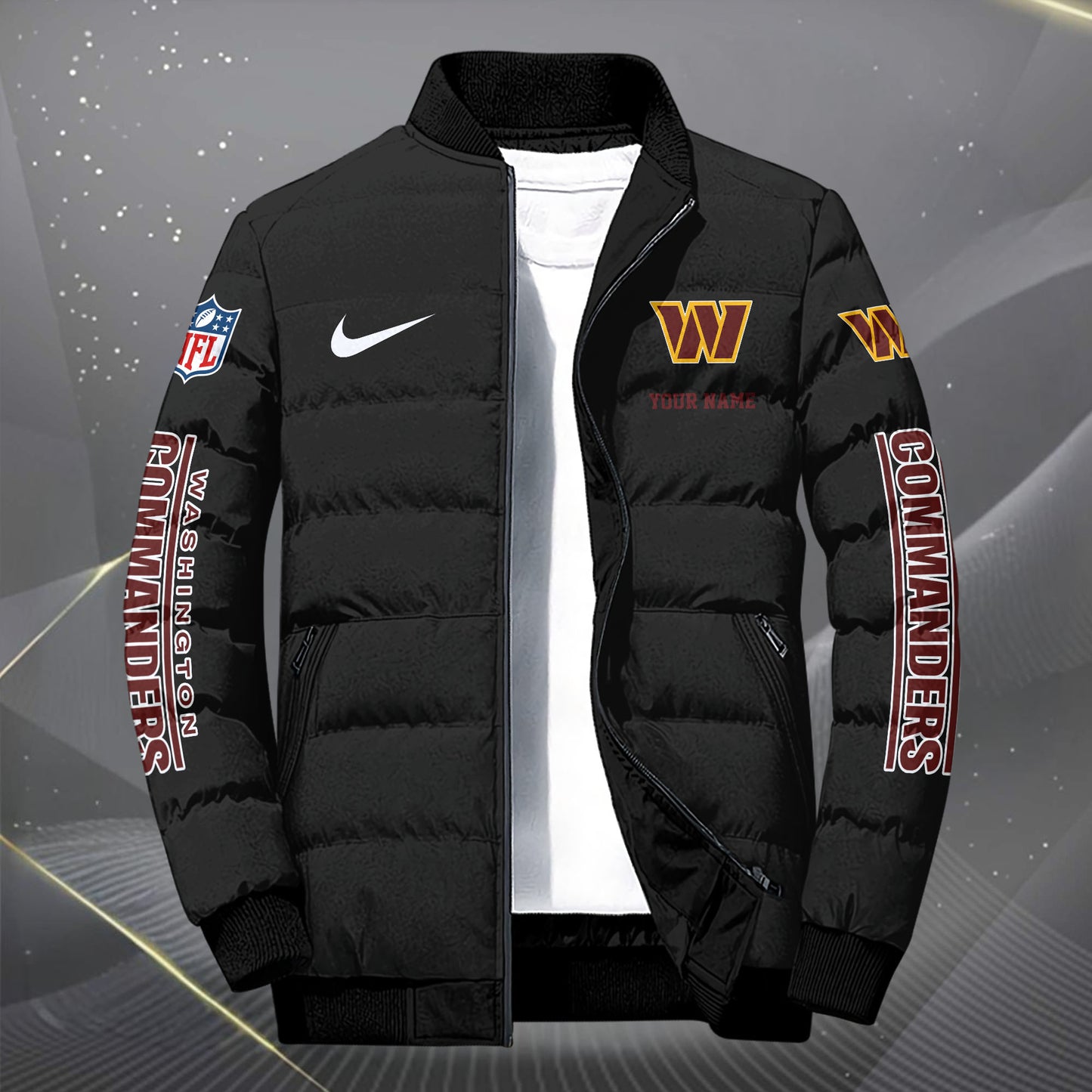 Washington Commanders Puffer Jacket Custom Your Name, Sport Jacket, FootBall Fan Gifts EHIVM-62479