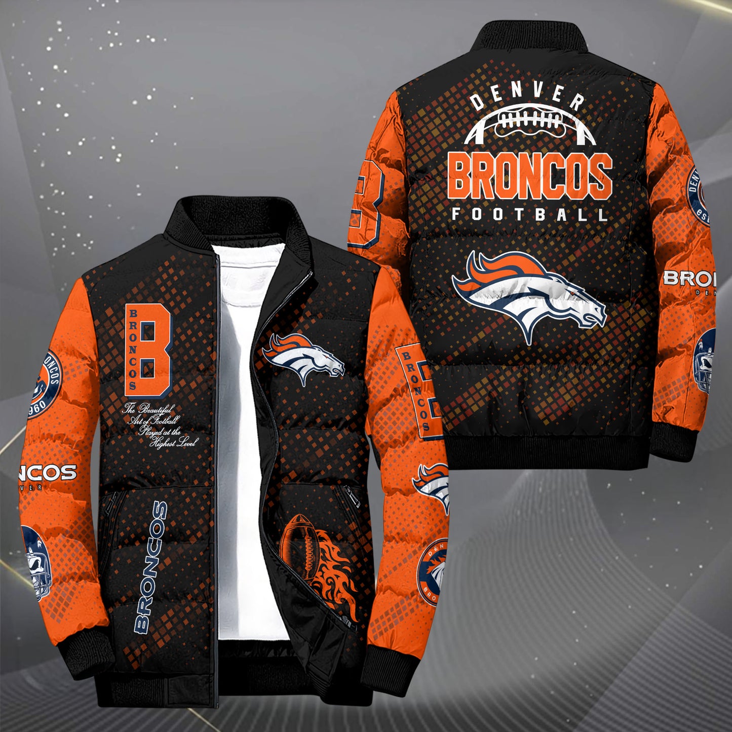 Denver Broncos Puffer Jacket Custom Your Name, Sport Jacket, FootBall Fan Gifts EHIVM-62495
