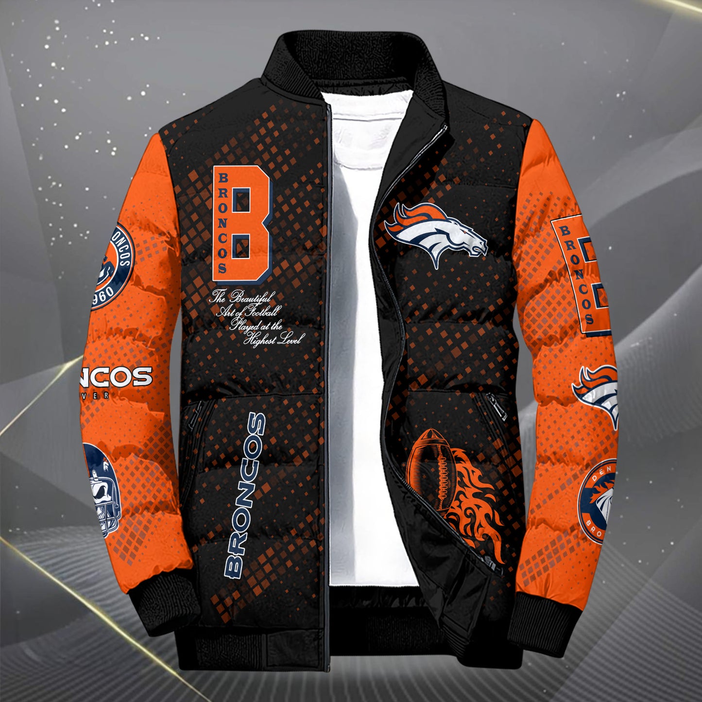 Denver Broncos Puffer Jacket Custom Your Name, Sport Jacket, FootBall Fan Gifts EHIVM-62495