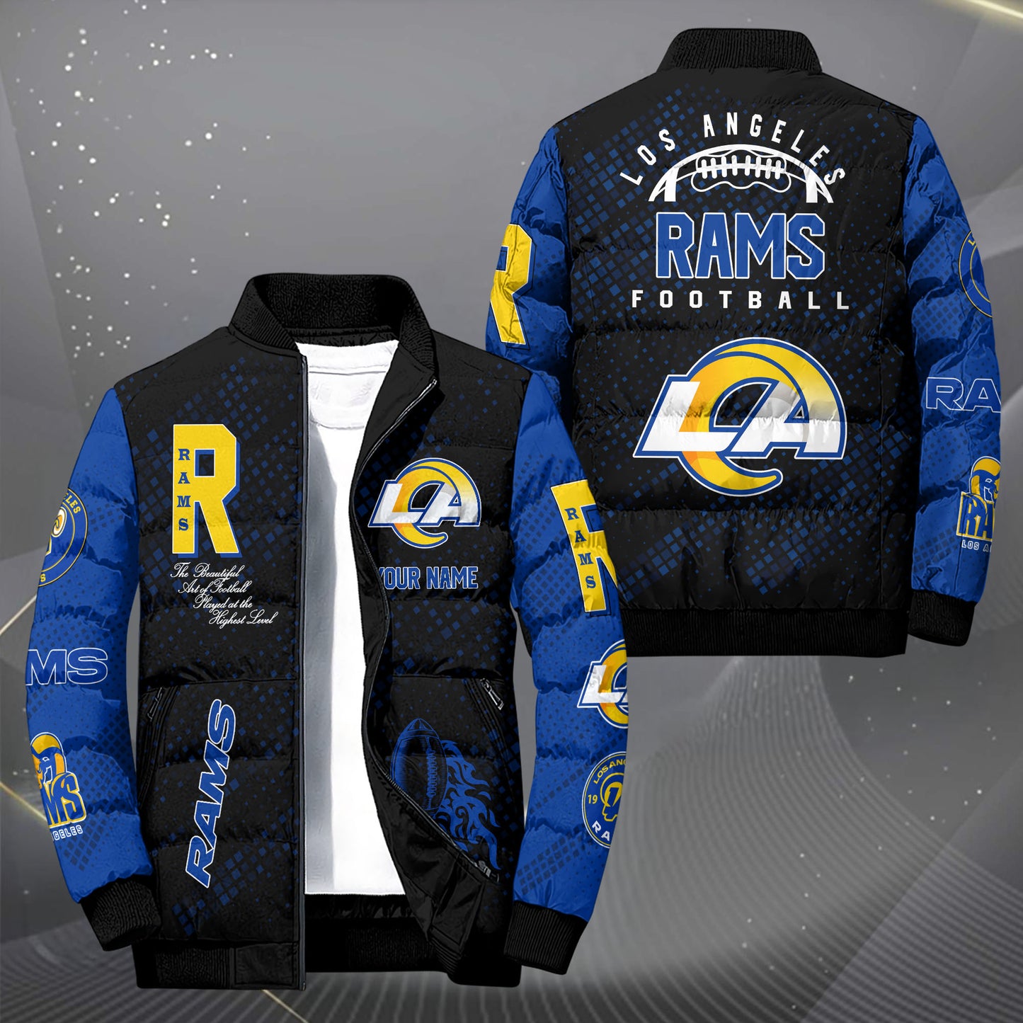 Los Angeles Rams Puffer Jacket Custom Your Name, Sport Jacket, FootBall Fan Gifts EHIVM-62495
