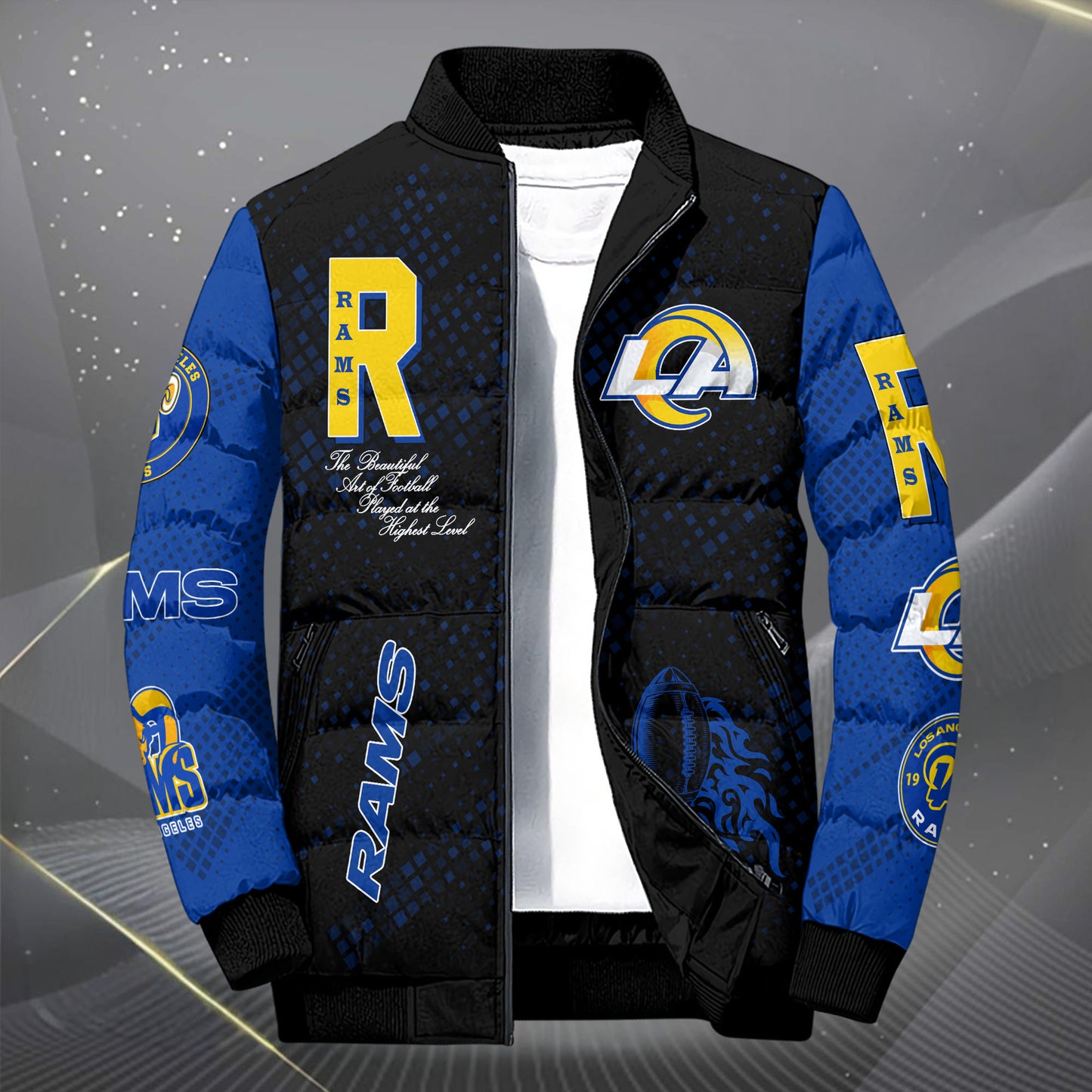 Los Angeles Rams Puffer Jacket Custom Your Name, Sport Jacket, FootBall Fan Gifts EHIVM-62495
