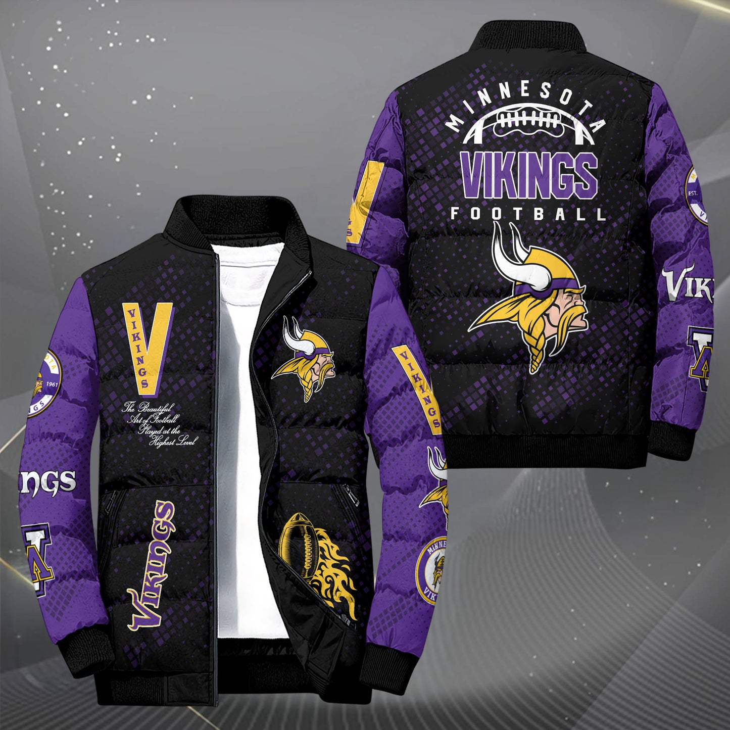 Minnesota Vikings Puffer Jacket Custom Your Name, Sport Jacket, FootBall Fan Gifts EHIVM-62495
