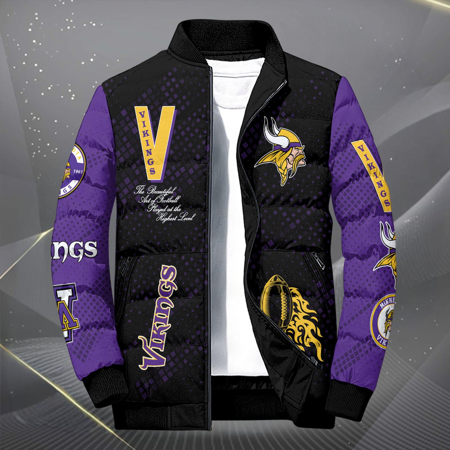 Minnesota Vikings Puffer Jacket Custom Your Name, Sport Jacket, FootBall Fan Gifts EHIVM-62495