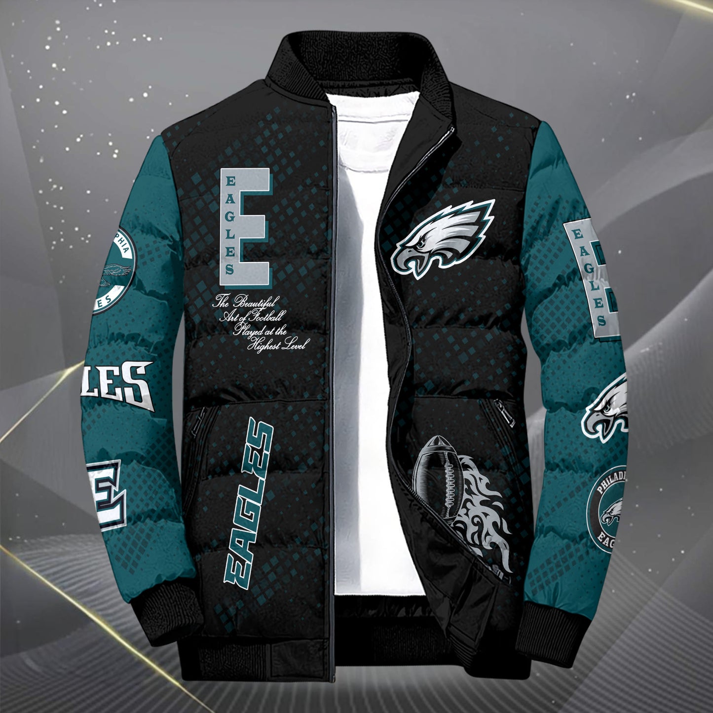 Philadelphia Eagles Puffer Jacket Custom Your Name, Sport Jacket, FootBall Fan Gifts EHIVM-62495