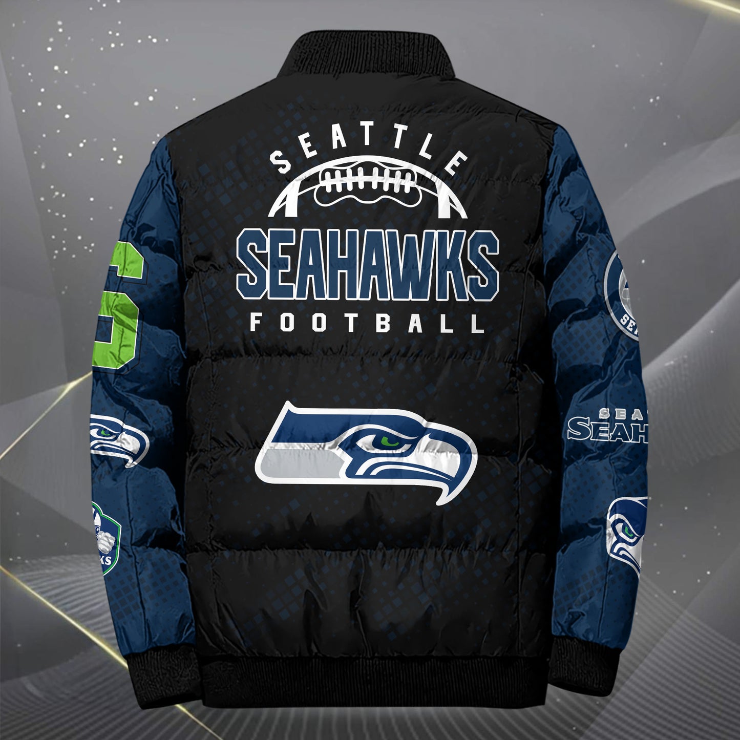 Seattle Seahawks Puffer Jacket Custom Your Name, Sport Jacket, FootBall Fan Gifts EHIVM-62495