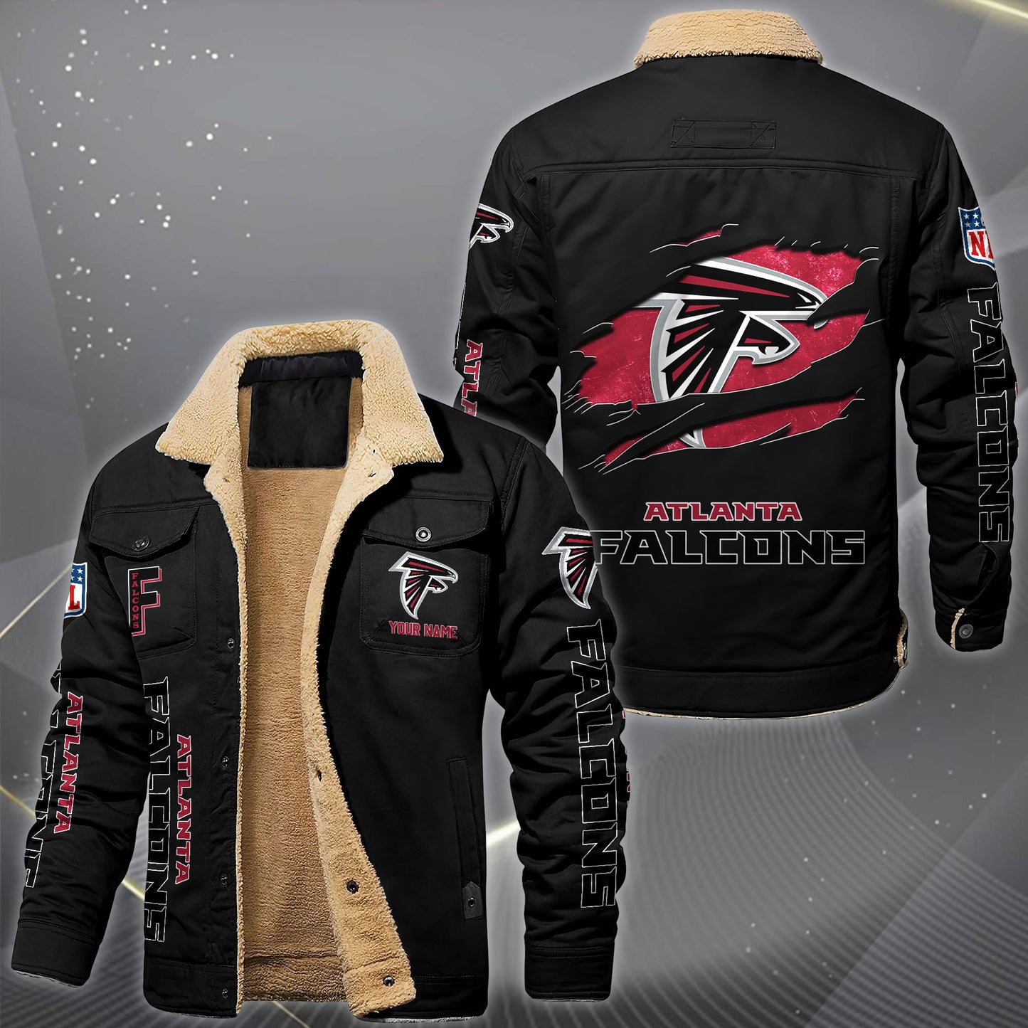Atlanta Falcons Fleece Lined Cargo Jacket Custom Your Name 2026 Version, Sport Fleece Jacket EHIVM-62643