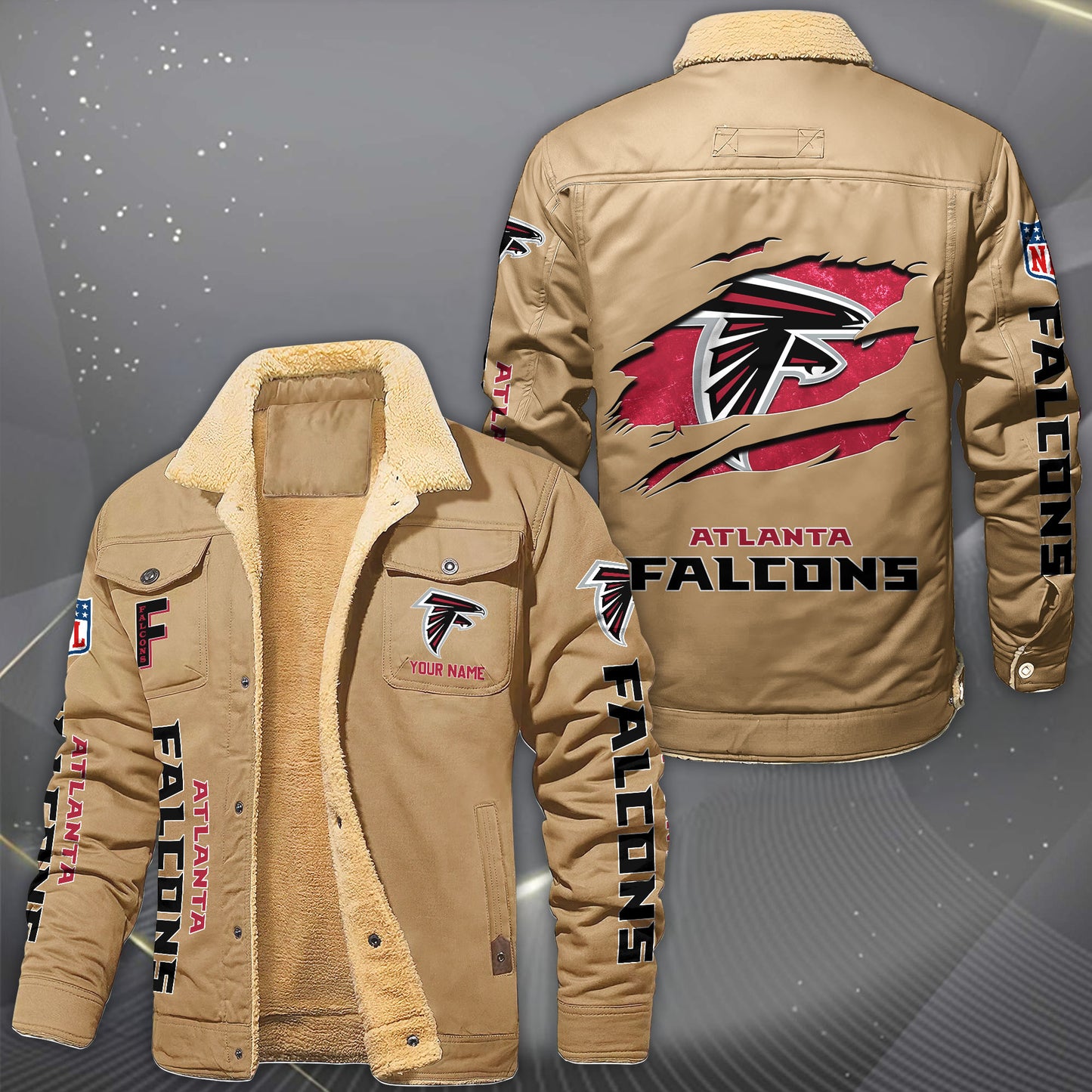 Atlanta Falcons Fleece Lined Cargo Jacket Custom Your Name 2026 Version, Sport Fleece Jacket EHIVM-62643