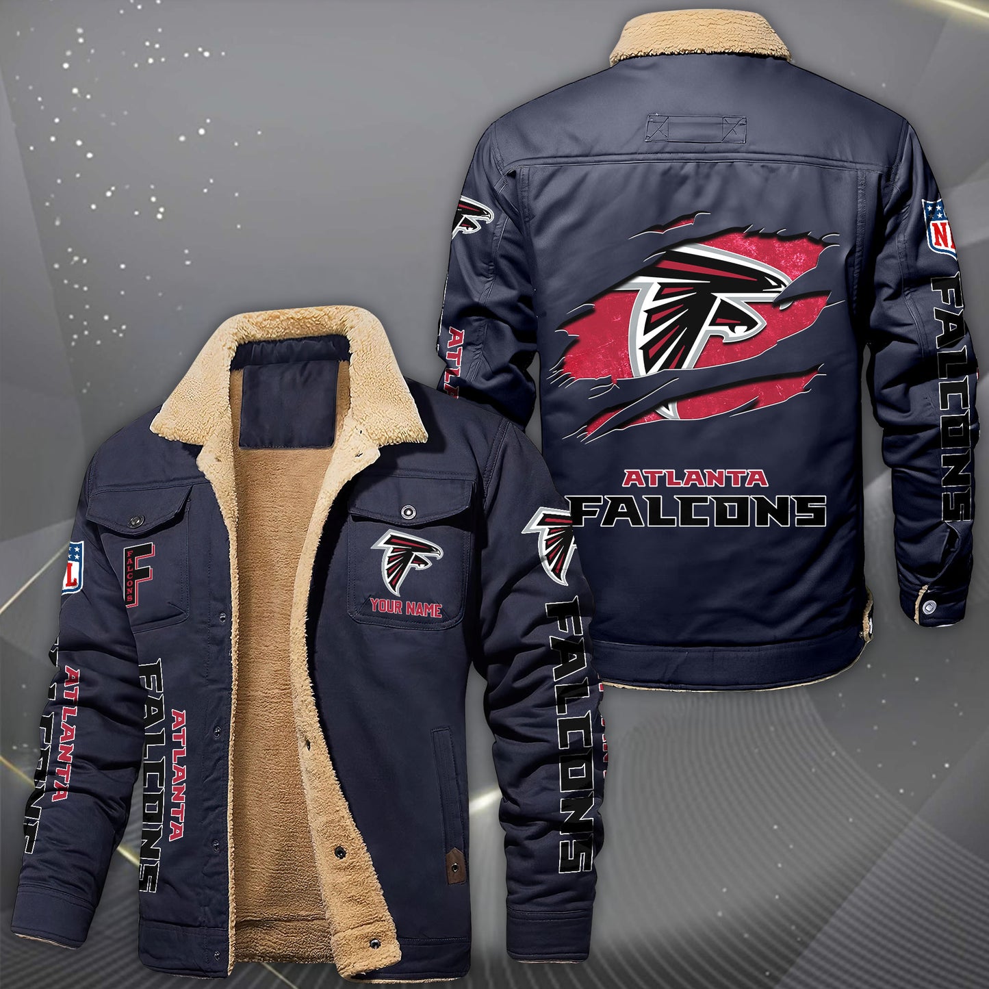 Atlanta Falcons Fleece Lined Cargo Jacket Custom Your Name 2026 Version, Sport Fleece Jacket EHIVM-62643