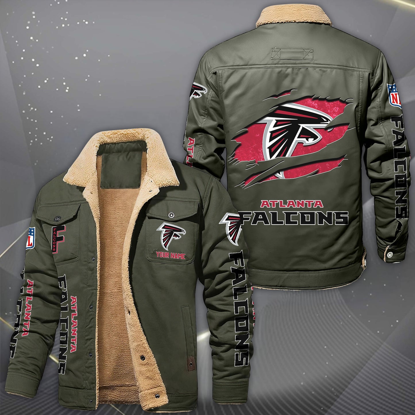 Atlanta Falcons Fleece Lined Cargo Jacket Custom Your Name 2026 Version, Sport Fleece Jacket EHIVM-62643