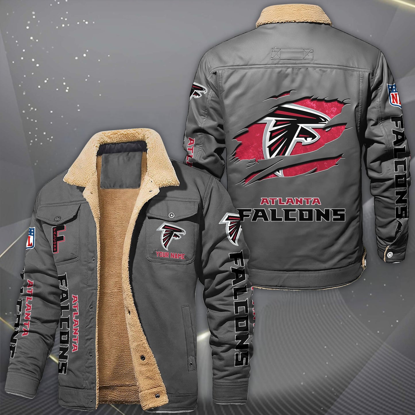 Atlanta Falcons Fleece Lined Cargo Jacket Custom Your Name 2026 Version, Sport Fleece Jacket EHIVM-62643