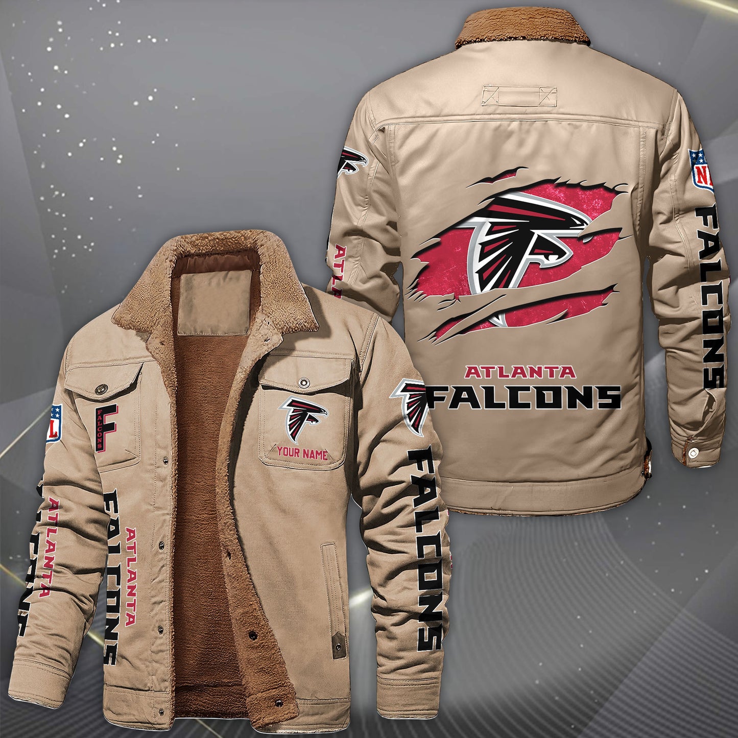 Atlanta Falcons Fleece Lined Cargo Jacket Custom Your Name 2026 Version, Sport Fleece Jacket EHIVM-62643