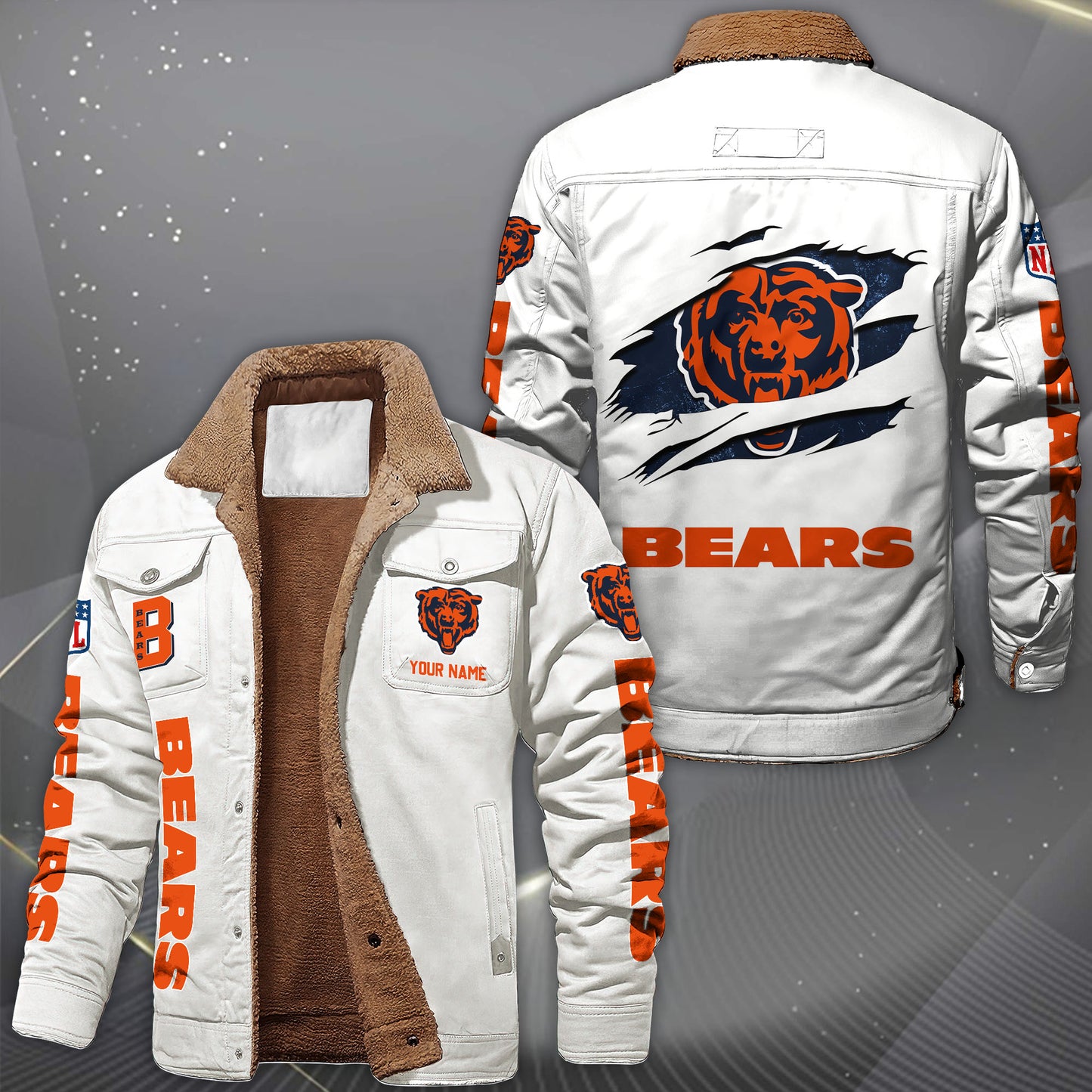 Chicago Bears Fleece Lined Cargo Jacket Custom Your Name 2026 Version, Sport Fleece Jacket EHIVM-62643