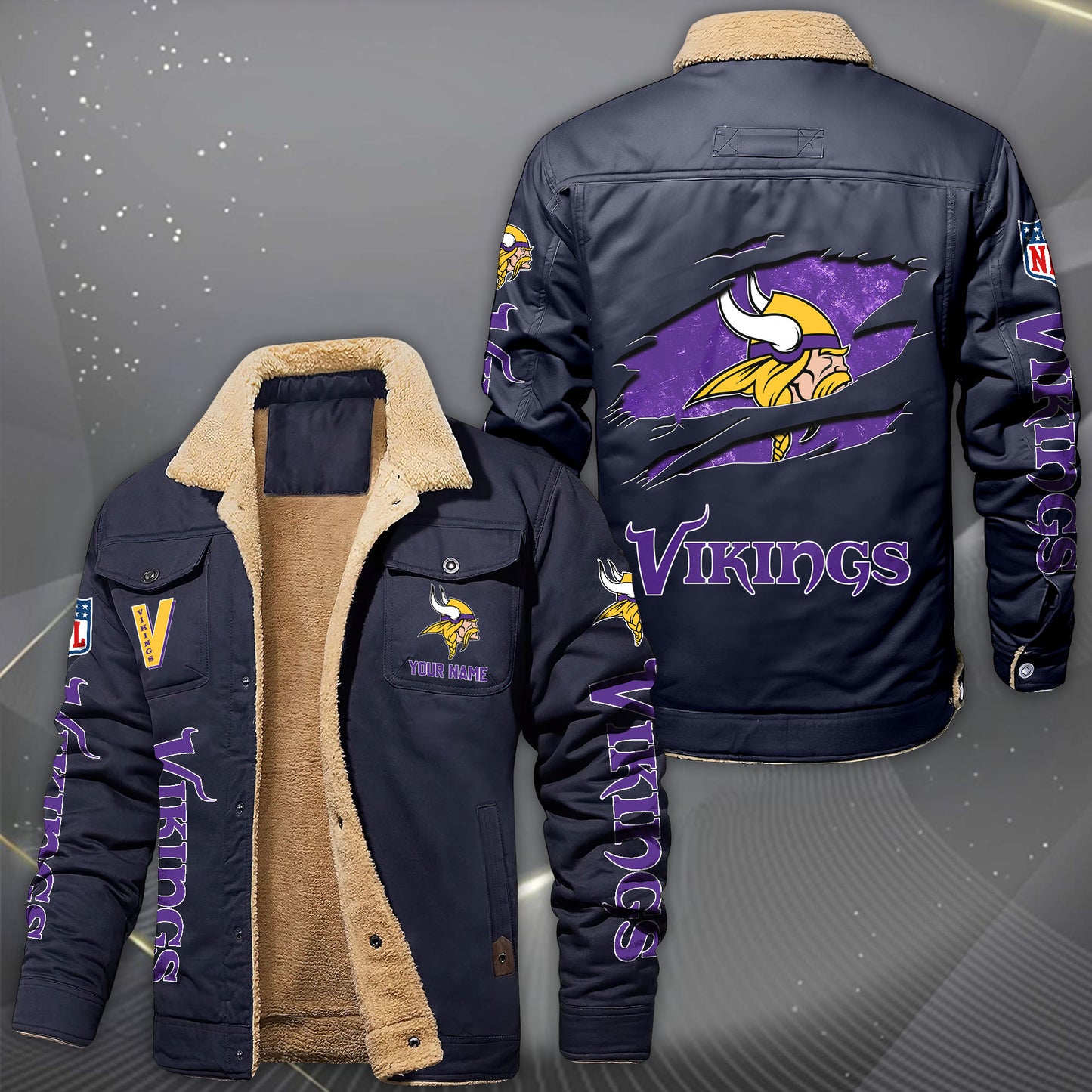 Minnesota Vikings Fleece Lined Cargo Jacket Custom Your Name 2026 Version, Sport Fleece Jacket EHIVM-62643