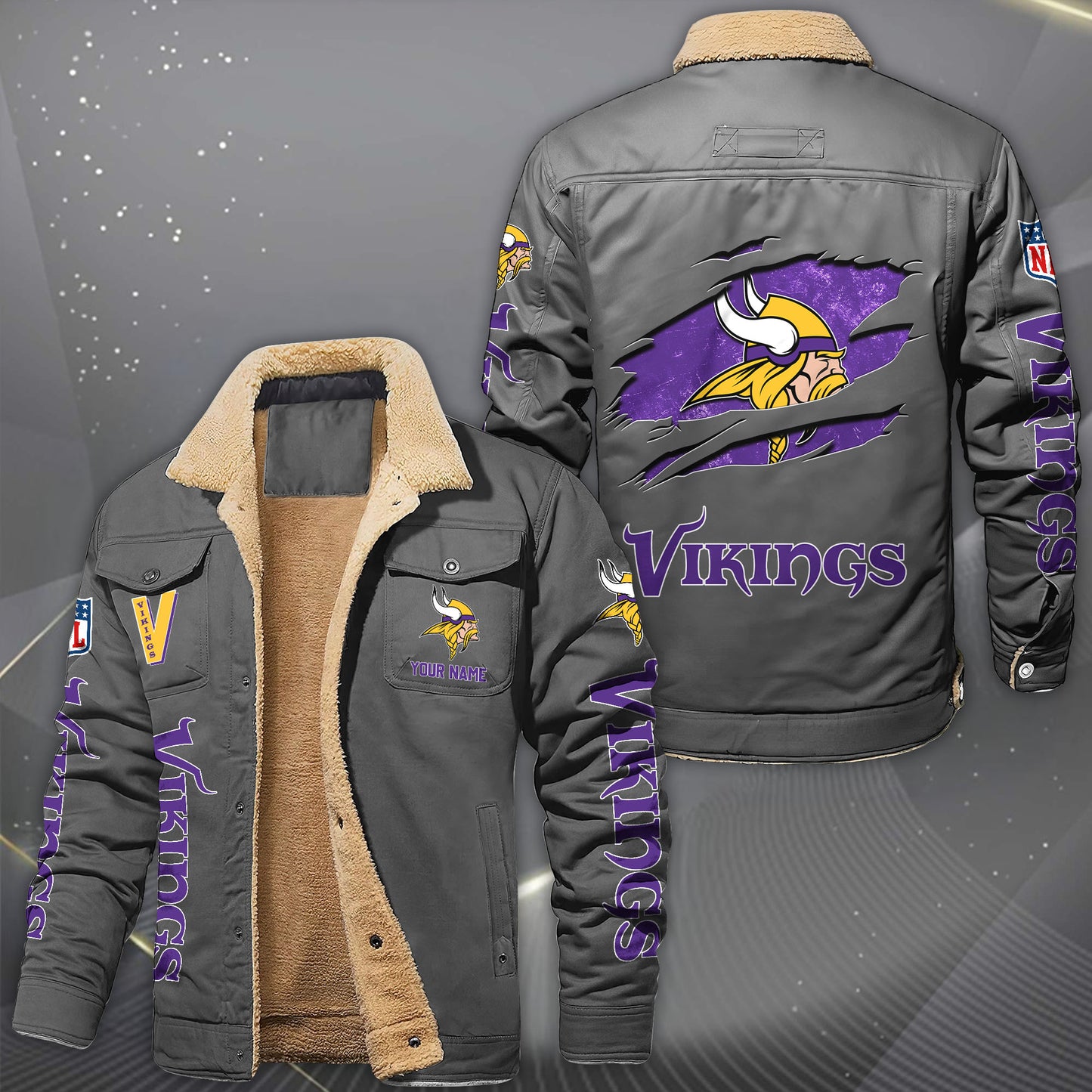 Minnesota Vikings Fleece Lined Cargo Jacket Custom Your Name 2026 Version, Sport Fleece Jacket EHIVM-62643