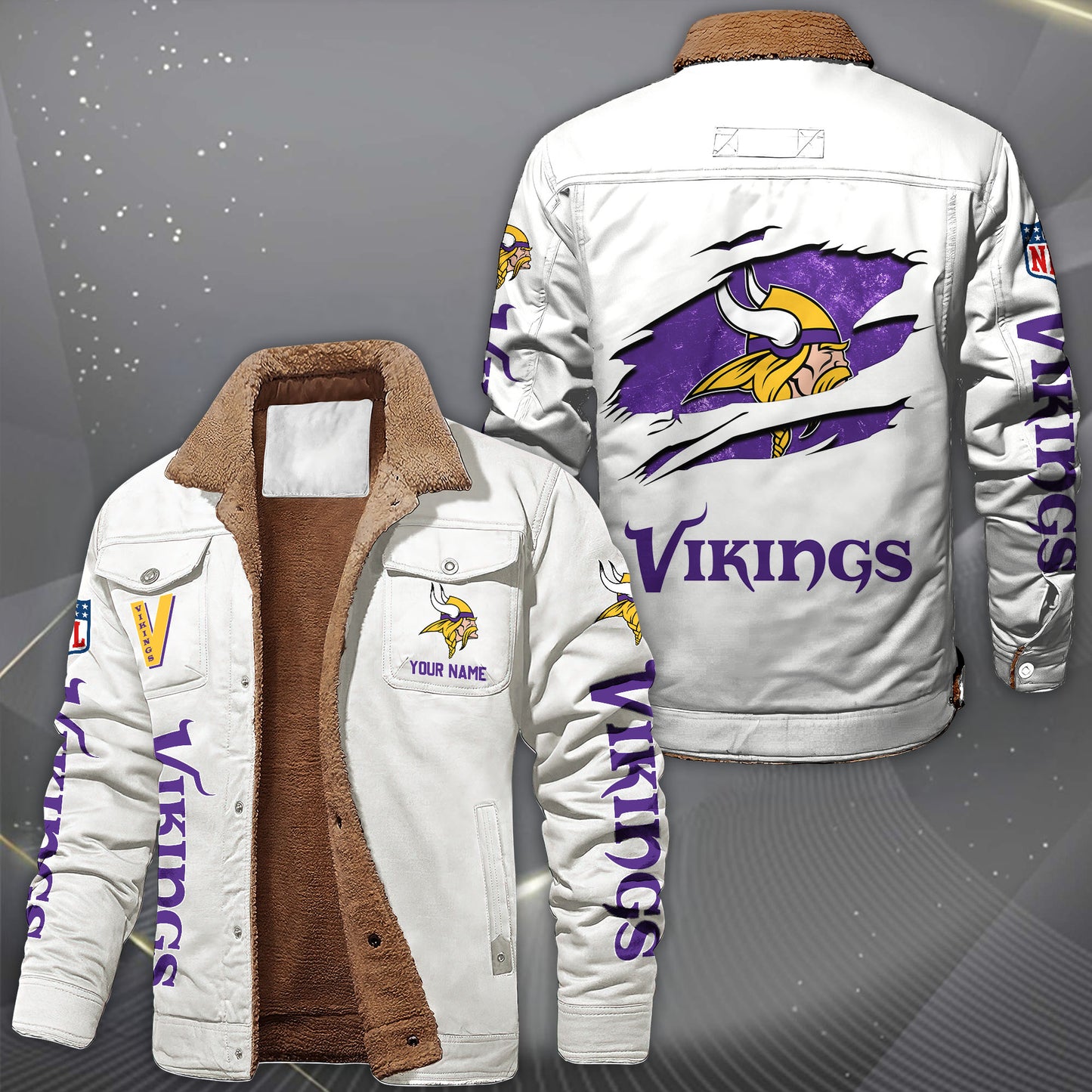 Minnesota Vikings Fleece Lined Cargo Jacket Custom Your Name 2026 Version, Sport Fleece Jacket EHIVM-62643