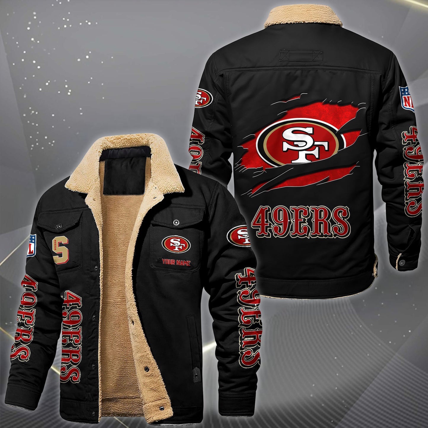 San Francisco 49ers Fleece Lined Cargo Jacket Custom Your Name 2026 Version, Sport Fleece Jacket EHIVM-62643