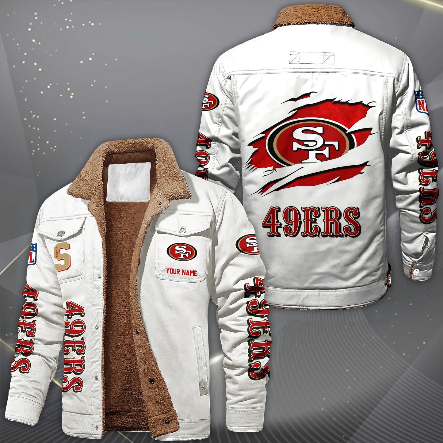 San Francisco 49ers Fleece Lined Cargo Jacket Custom Your Name 2026 Version, Sport Fleece Jacket EHIVM-62643