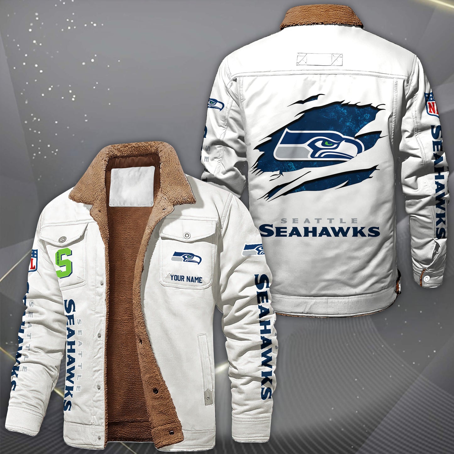 Seattle Seahawks Fleece Lined Cargo Jacket Custom Your Name 2026 Version, Sport Fleece Jacket EHIVM-62643