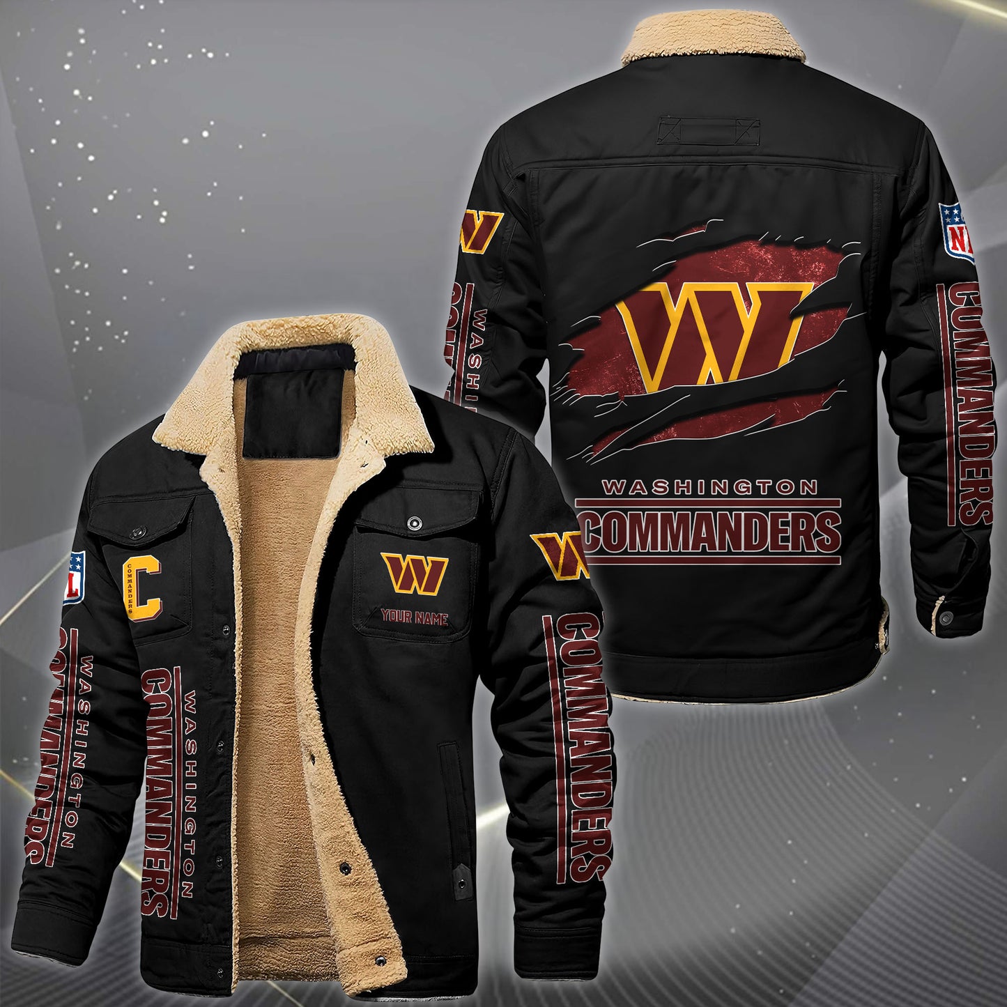 Washington Commanders Fleece Lined Cargo Jacket Custom Your Name 2026 Version, Sport Fleece Jacket EHIVM-62643