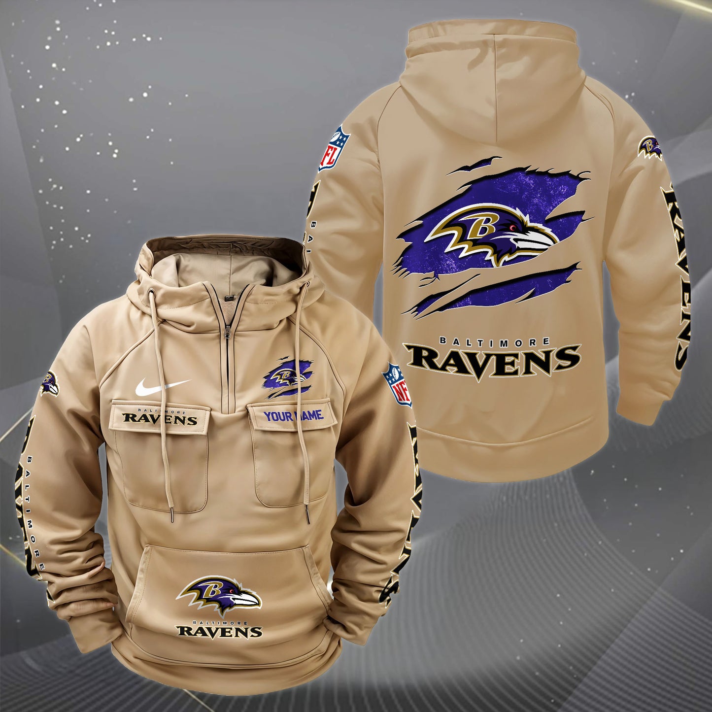 Baltimore Ravens Vintage Men Hoodie Custom Your Name, Sport Hoodie EHIVM-62731