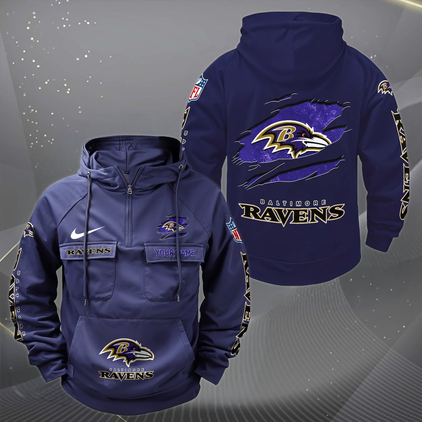 Baltimore Ravens Vintage Men Hoodie Custom Your Name, Sport Hoodie EHIVM-62731
