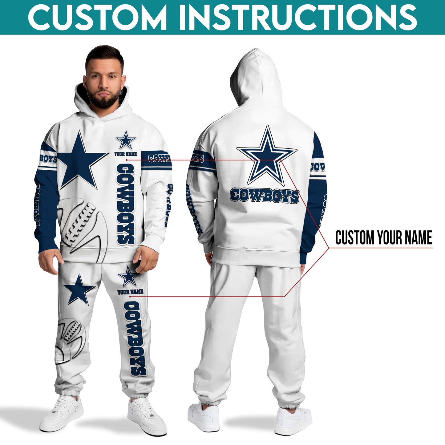 Dallas Cowboys Hoodie And Sweatpant Set Custom Your name EHIVM-62839
