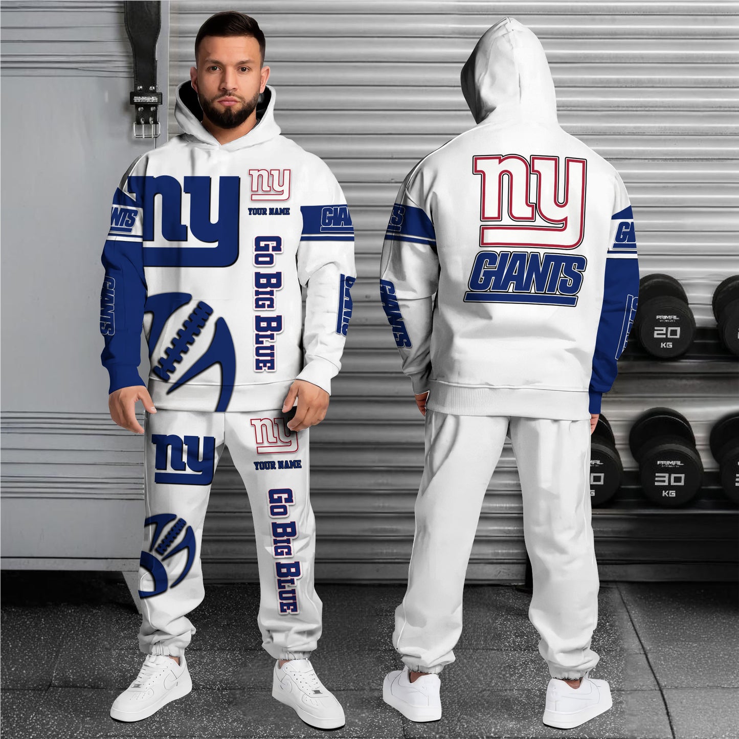 New York Giants Hoodie And Sweatpant Set Custom Your name EHIVM-62839