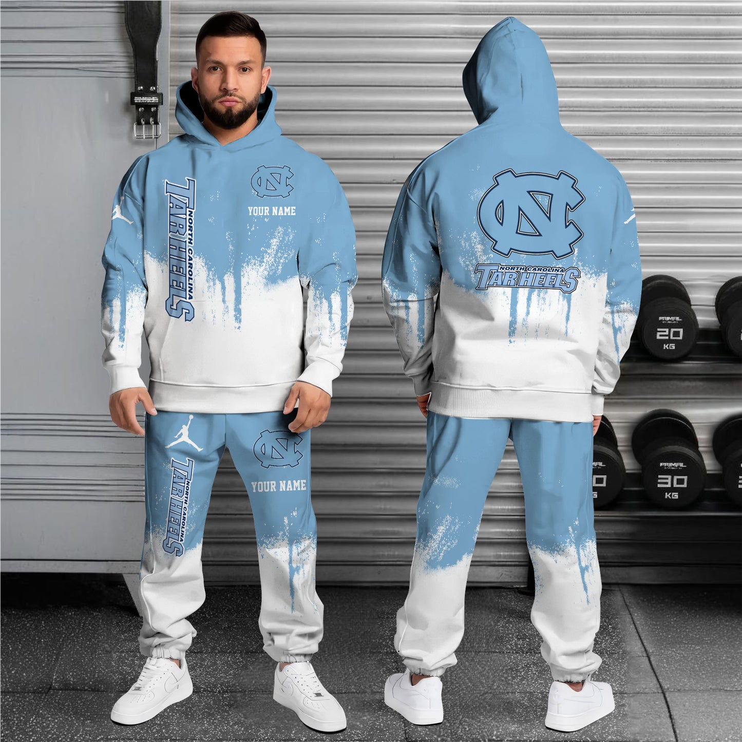 North Carolina Tar Heels Hoodie And Sweatpant Set Custom Your name EHIVM-62880