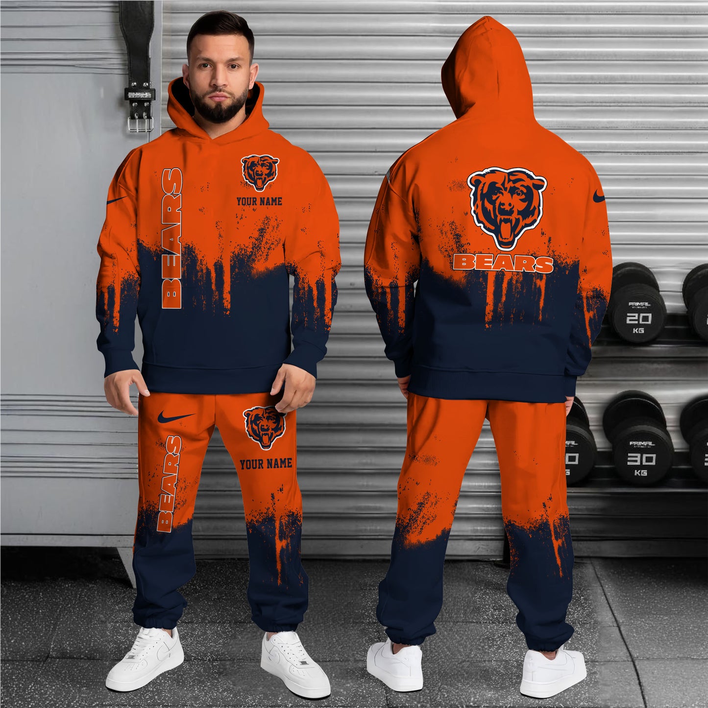 Chicago Bears Combo Hoodie And Sweatpants Custom Name, Gift For Sport EHIVM-62881