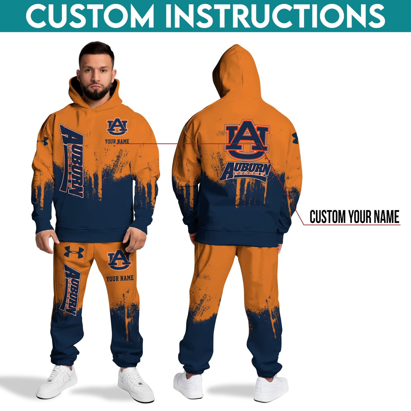 Auburn Tigers Combo Hoodie And Sweatpants Custom Name, Gift For Sport EHIVM-62882