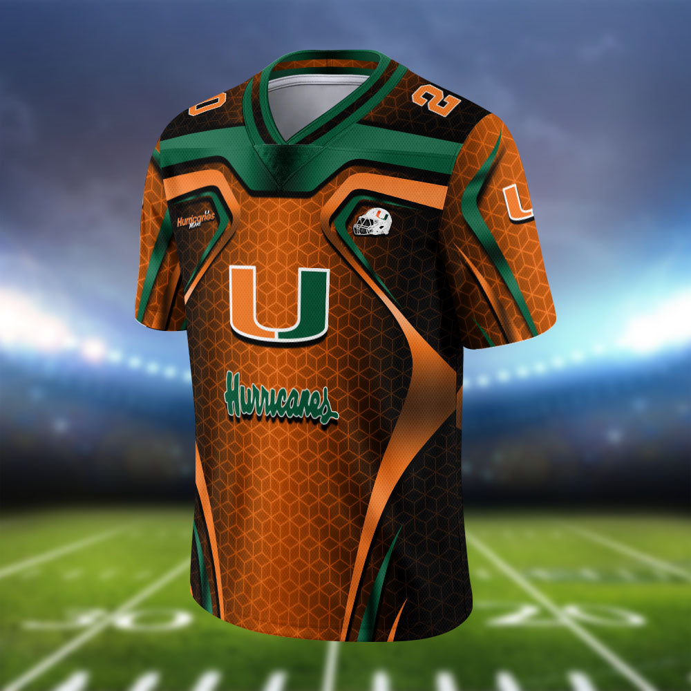 Miami Hurricanes Vneck Football Jersey Personalized Your Name And Number, Football Jersey For Football Lovers ETHY-0102275