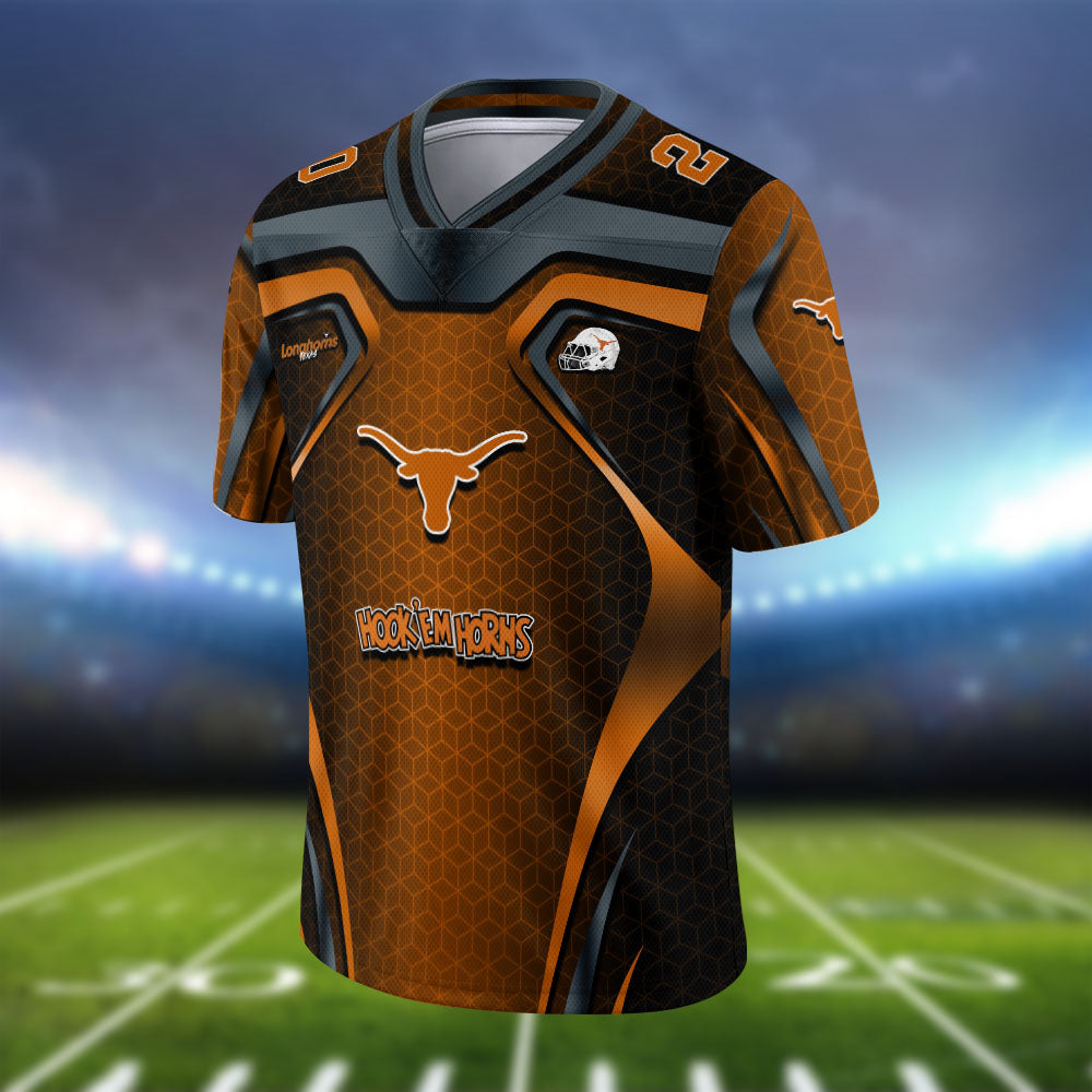 Texas Longhorns Vneck Football Jersey Personalized Your Name And Number, Football Jersey For Football Lovers ETHY-0102275