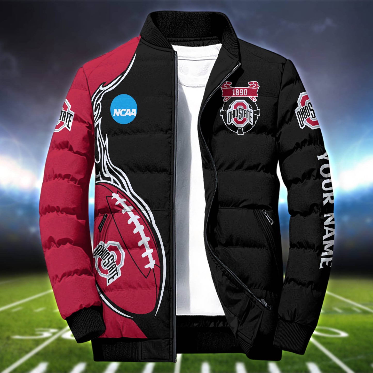 Ohio State Buckeyes Team Puffer Jacket Personalized Your Name, Sport Jacket for Sport Fan ETHY-52634