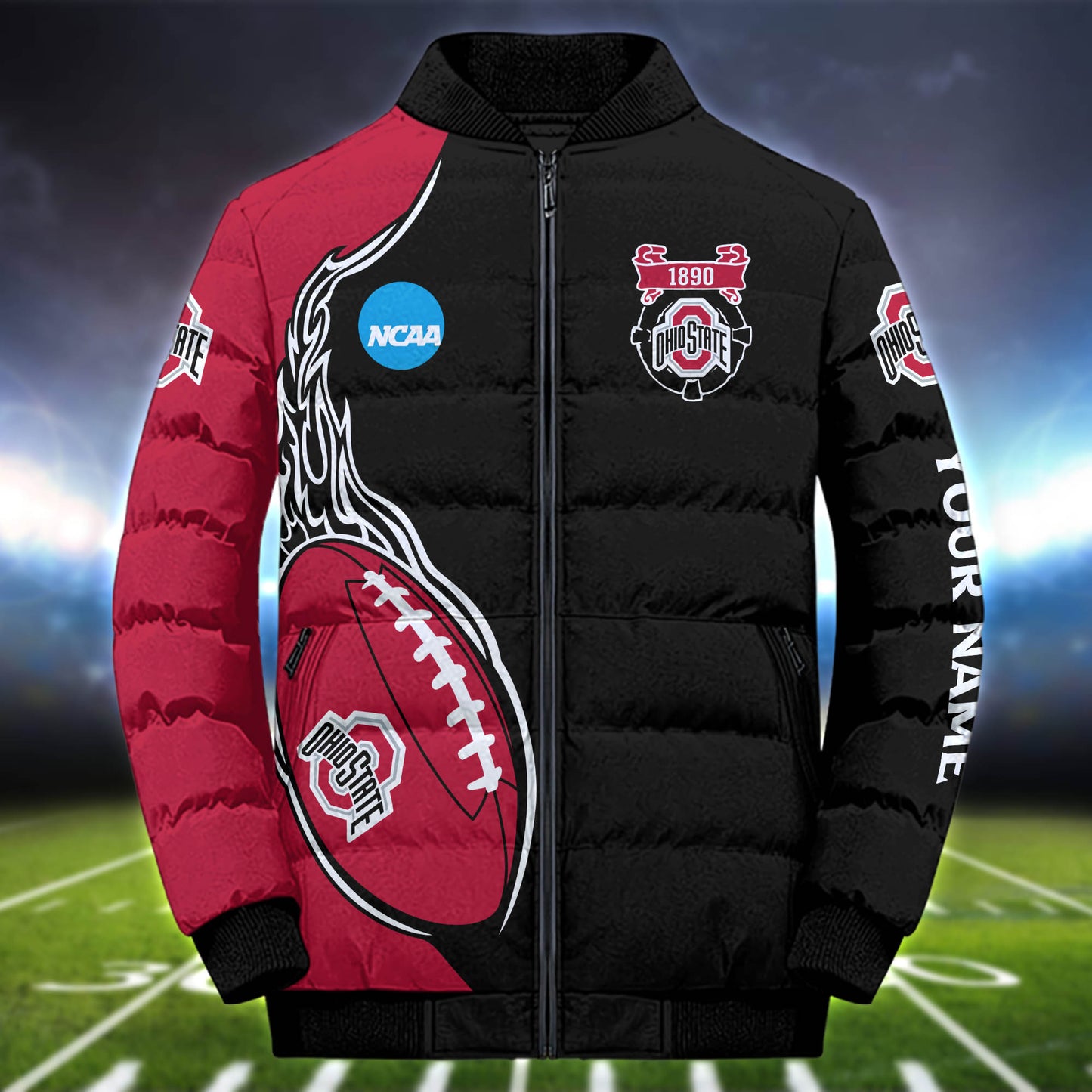 Ohio State Buckeyes Team Puffer Jacket Personalized Your Name, Sport Jacket for Sport Fan ETHY-52634