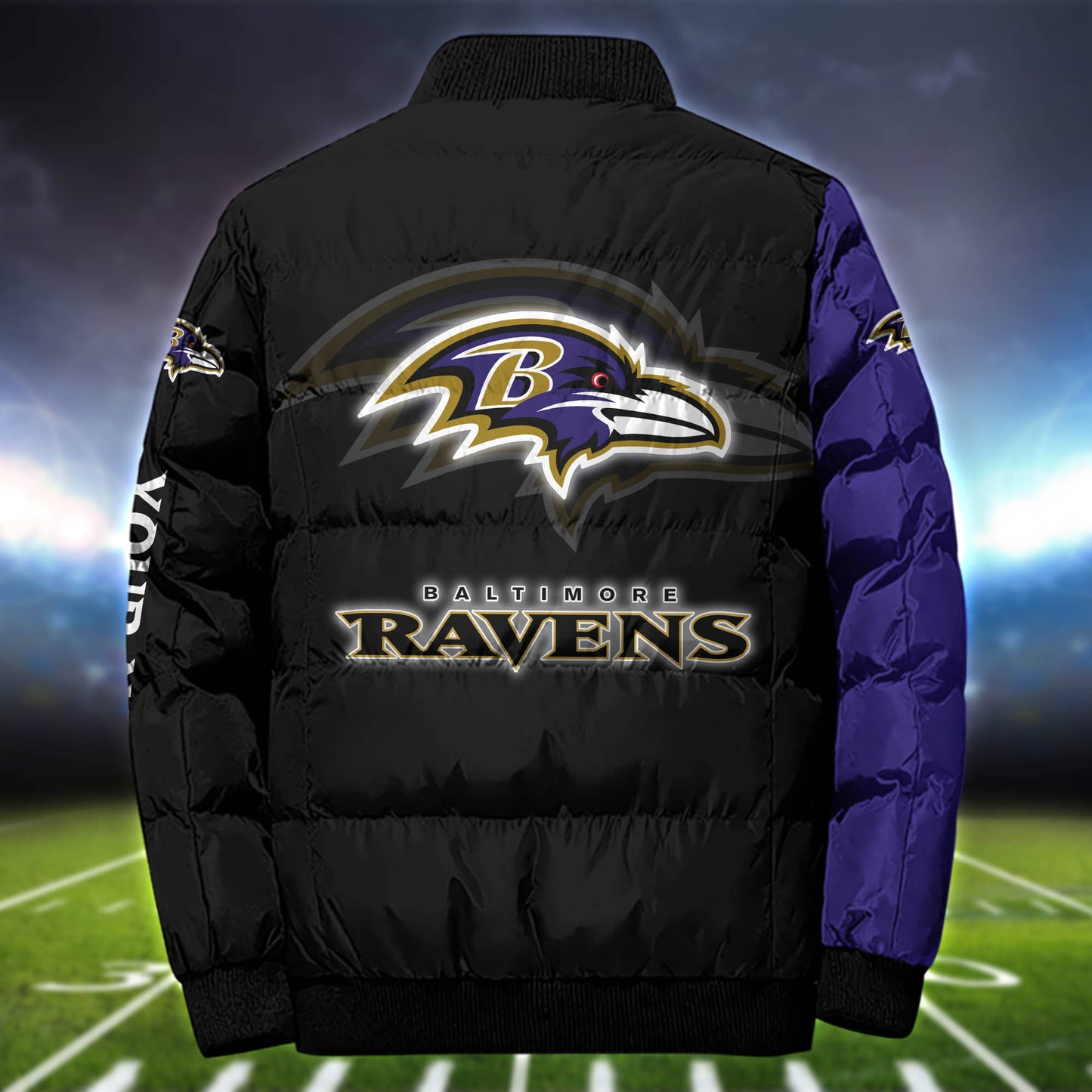 Baltimore Ravens Team Puffer Jacket Personalized Your Name, Sport Jacket for Sport Fan ETHY-52634