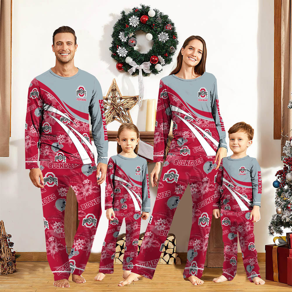 Ohio State Buckeyes Pajamas Personalized Your Name, Sport Pajamas, Christmas Gifts For Sport Fan ETHY-053038