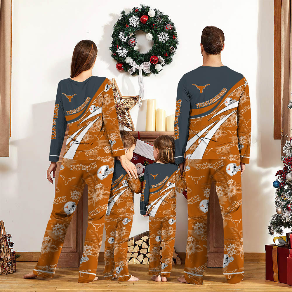 Texas Longhorns Pajamas Personalized Your Name, Sport Pajamas, Christmas Gifts For Sport Fan ETHY-053038