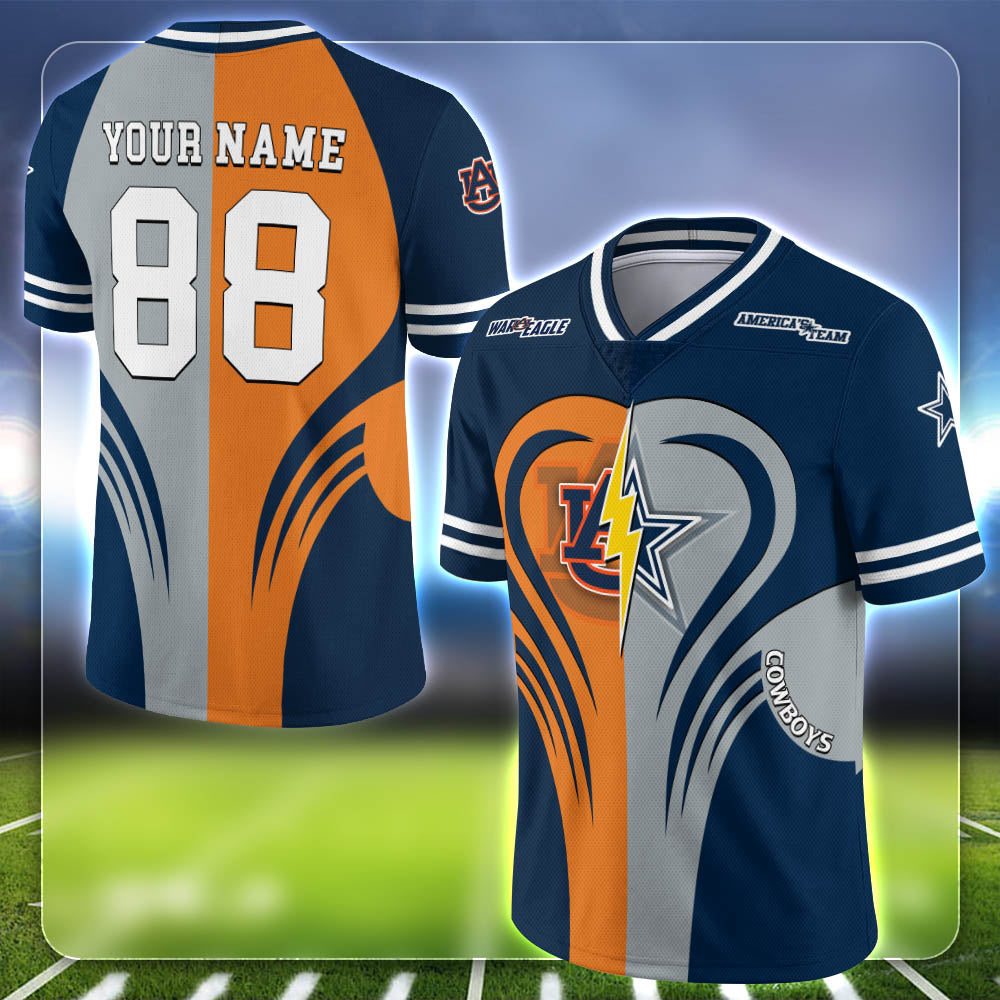 Auburn Tigers Team Vneck Football Jersey Personalized Your Name, Team and Number, Sports Gifts for Fan ETHY-53691