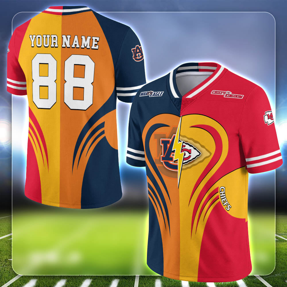 Auburn Tigers Team Vneck Football Jersey Personalized Your Name, Team and Number, Sports Gifts for Fan ETHY-53691