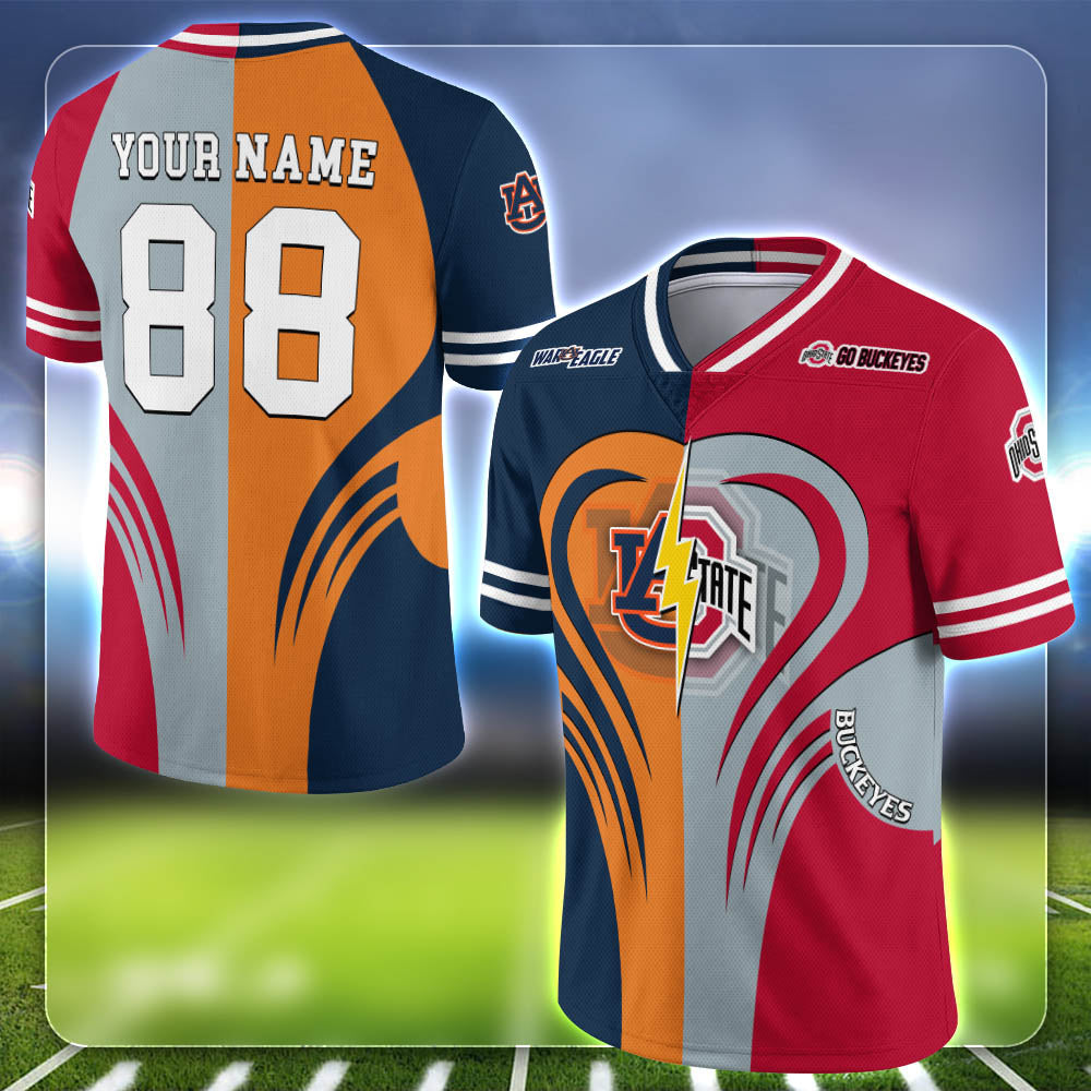 Auburn Tigers Team Vneck Football Jersey Personalized Your Name, Team and Number, Sports Gifts for Fan ETHY-53691