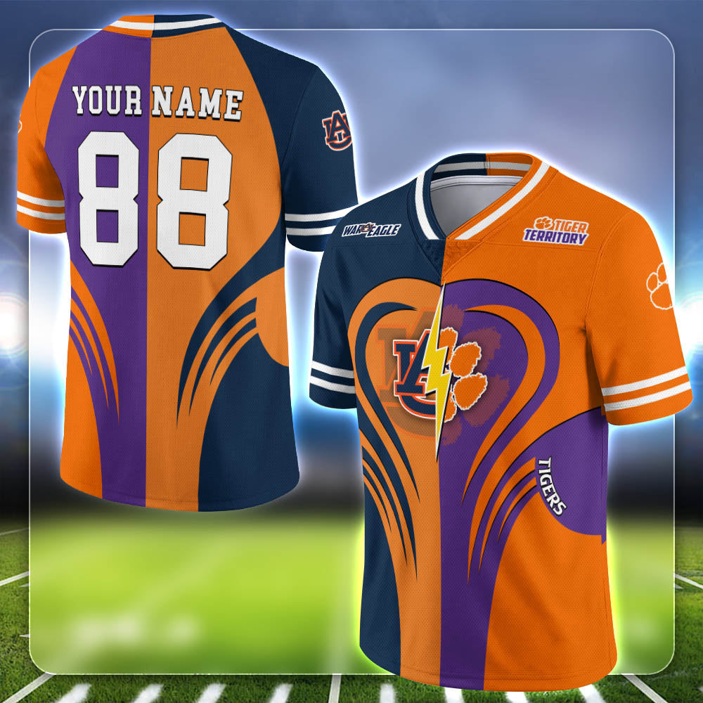 Auburn Tigers Team Vneck Football Jersey Personalized Your Name, Team and Number, Sports Gifts for Fan ETHY-53691