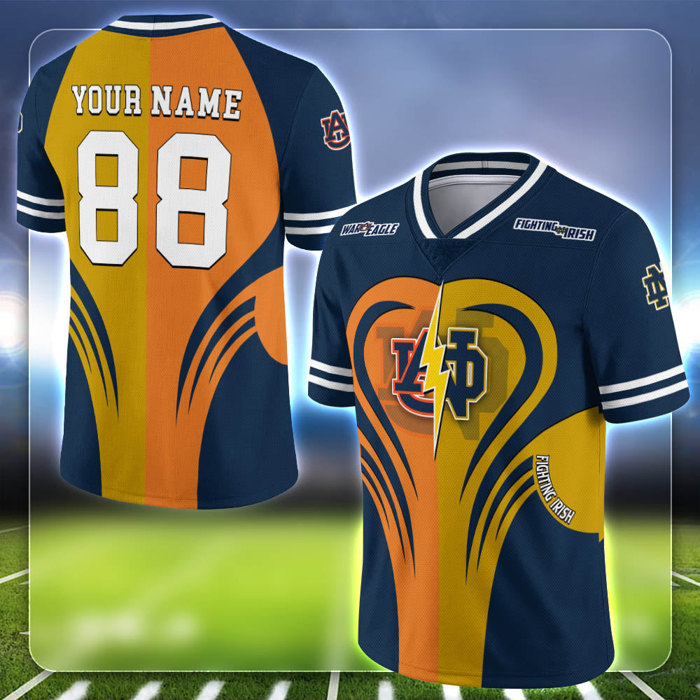 Auburn Tigers Team Vneck Football Jersey Personalized Your Name, Team and Number, Sports Gifts for Fan ETHY-53691