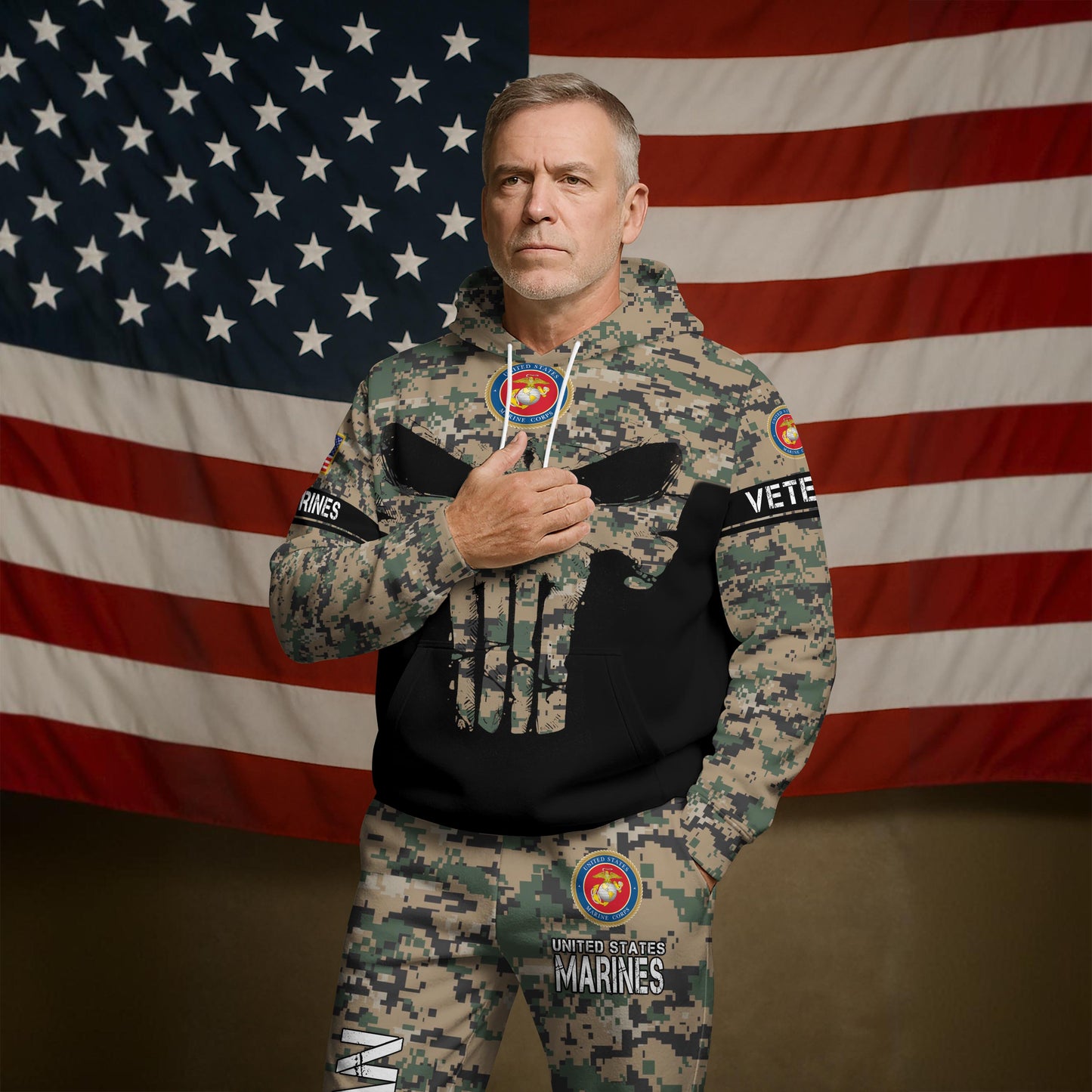 US Marine Corps Military US Military Veteran Camouflage Hoodie And Sweatpants, US Military Veteran Gifts, Gift For Veterans ETRG-07302965