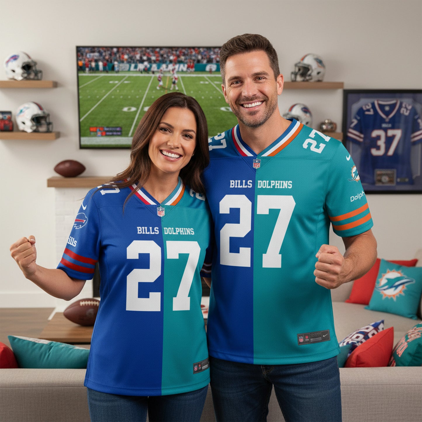 Buffalo Bills House Divided Vneck Football Jersey Custom Name, Number And Team, Sport Gifts ETRG-09263685