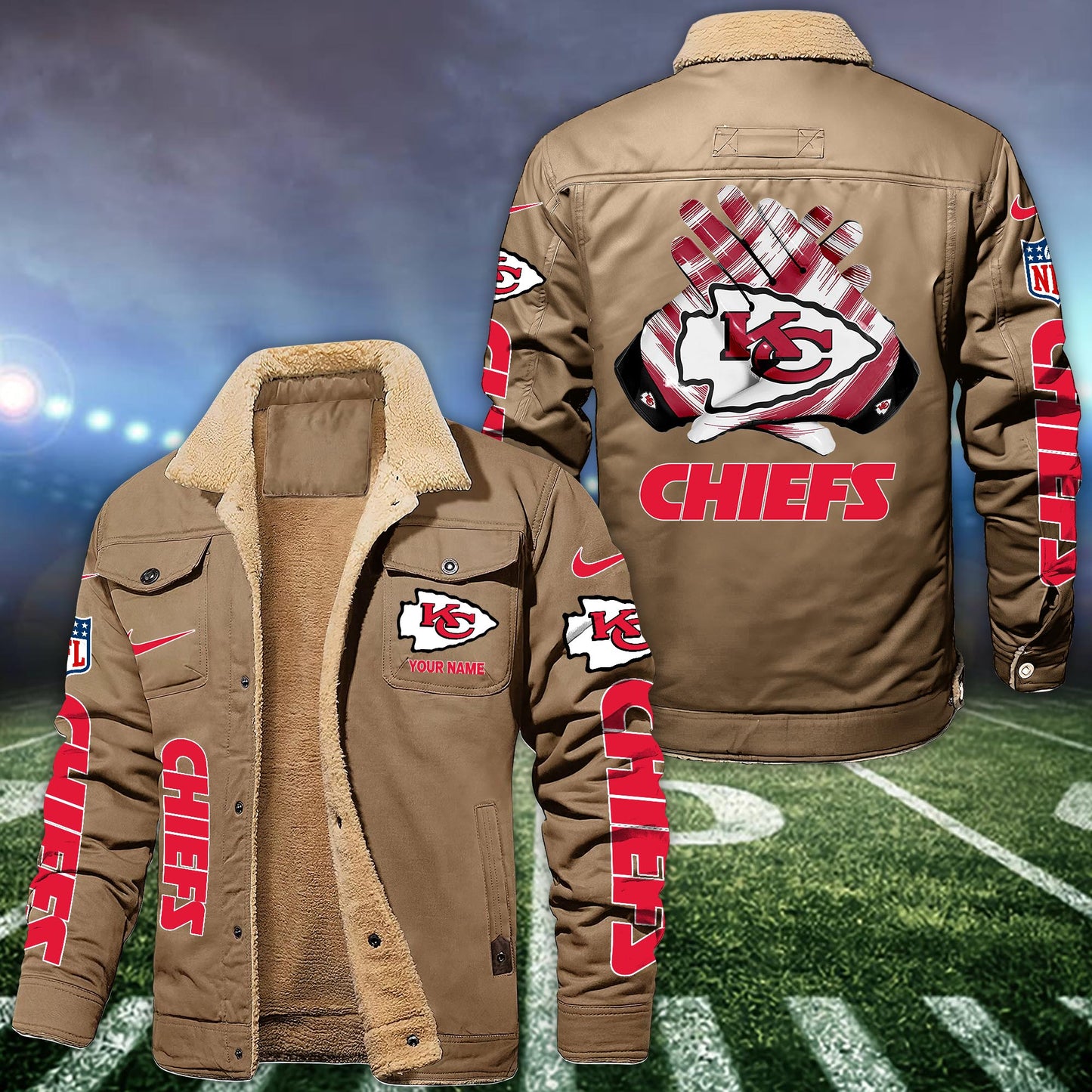 Kansas City Chiefs Fleece Bomber Jacket Custom Name, Jacket For Sport Fans ETRG-09263692