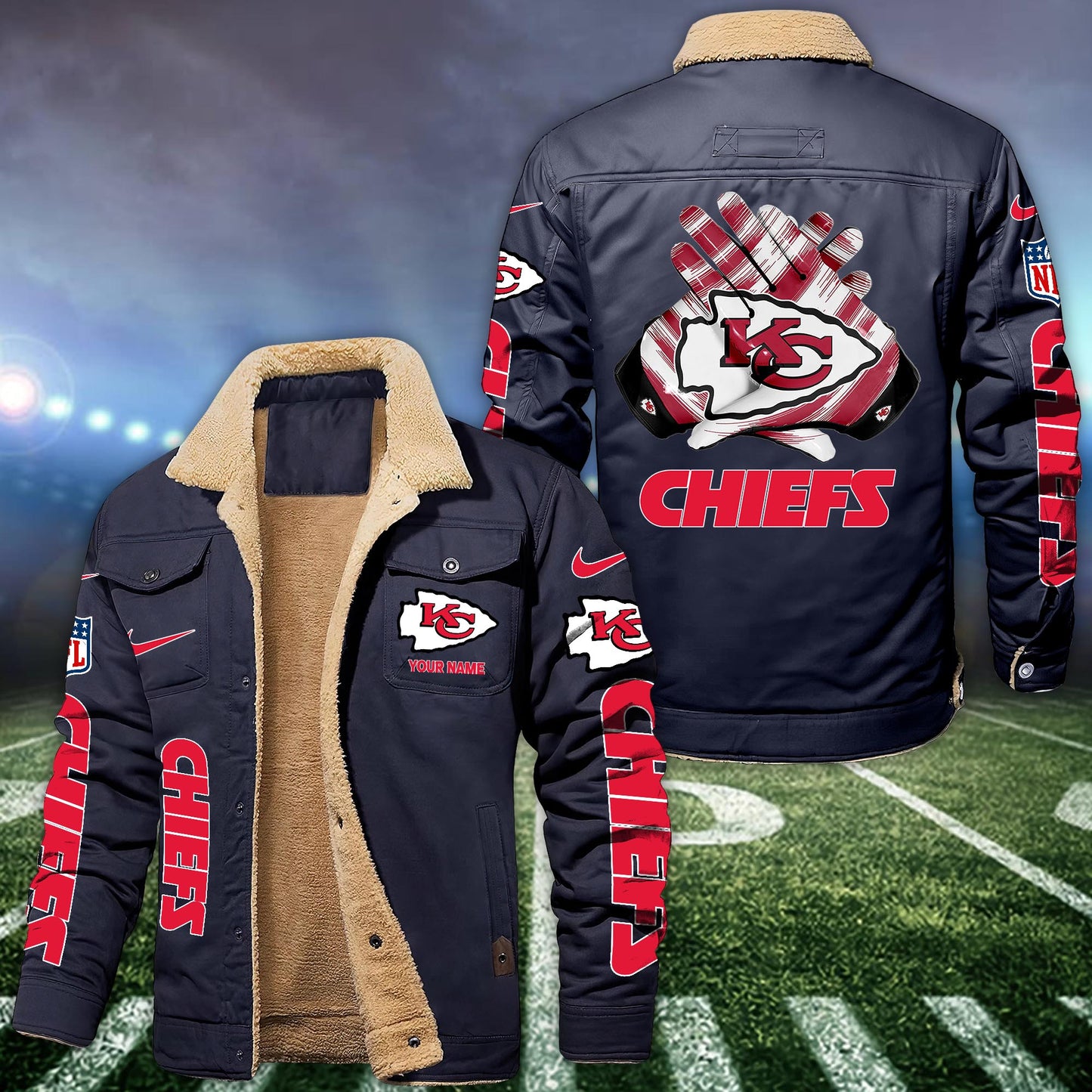 Kansas City Chiefs Fleece Bomber Jacket Custom Name, Jacket For Sport Fans ETRG-09263692