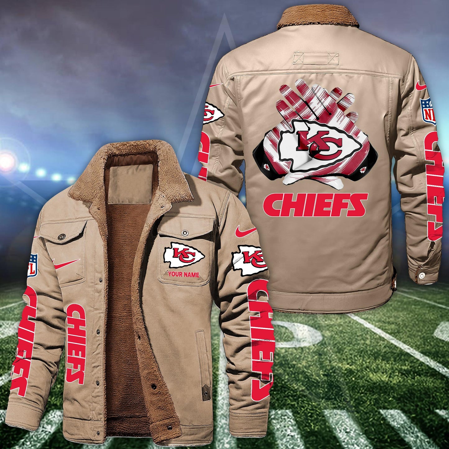 Kansas City Chiefs Fleece Bomber Jacket Custom Name, Jacket For Sport Fans ETRG-09263692